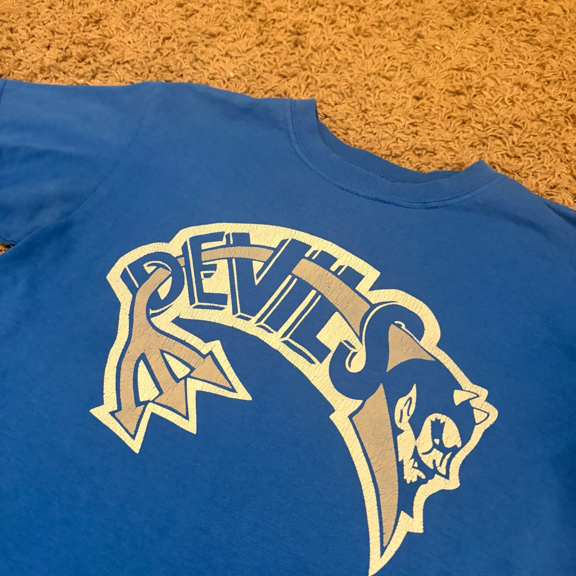 Gildan Blue Devils T-Shirt Youth Size M Blue Cotton Blend Graphic Tee 3