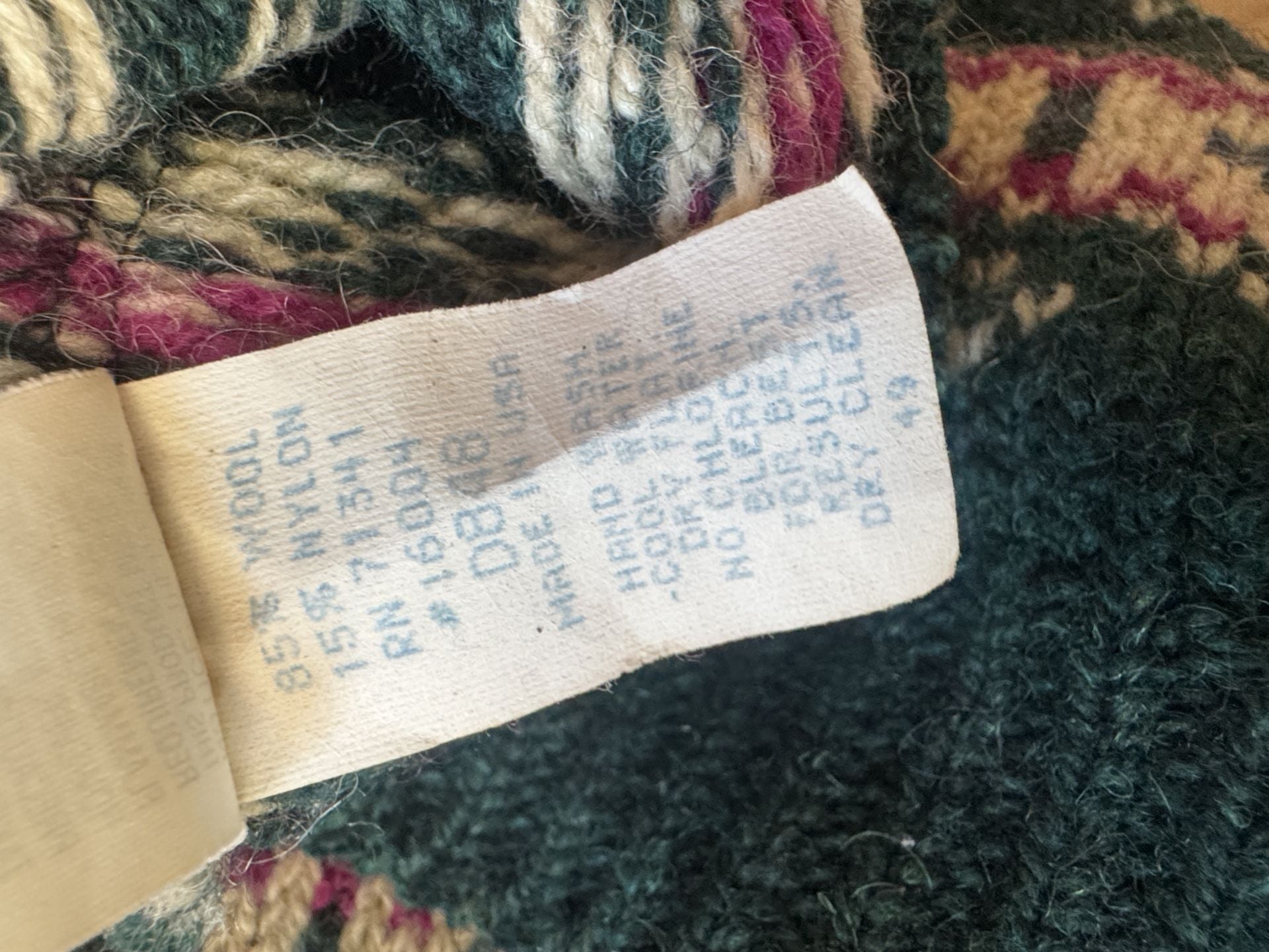 Vintage LL Bean Nordic Fair Isle Cardigan Size Large Green Wool 12