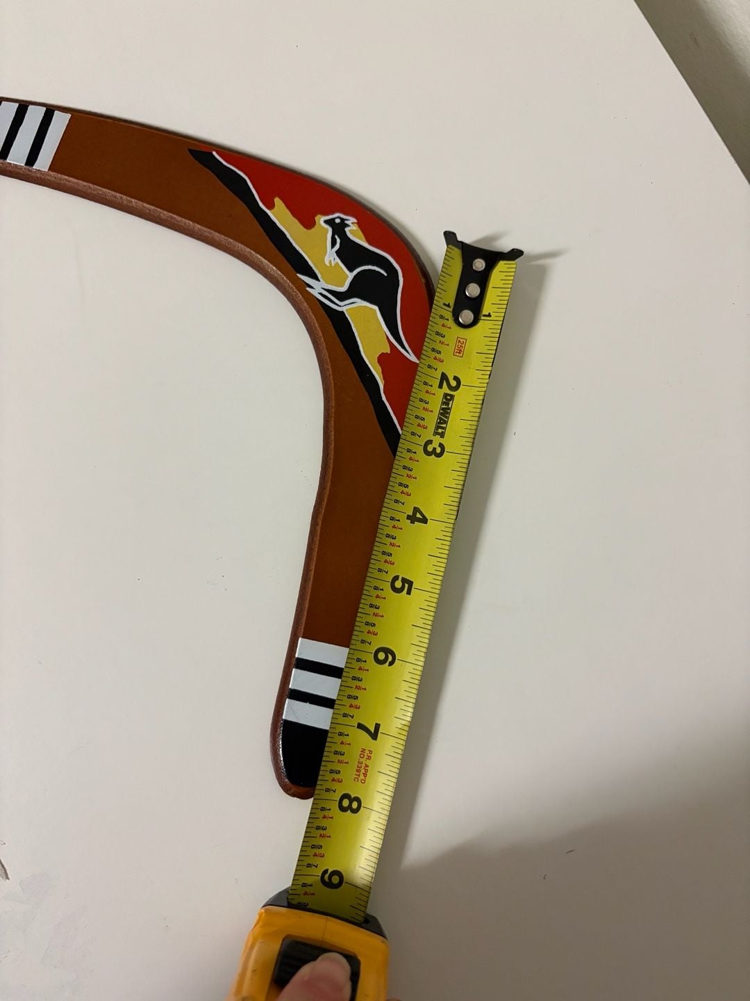 Australian Souvenir Hand Painted Wooden Boomerang Kangaroo 12 Inch Brown 3