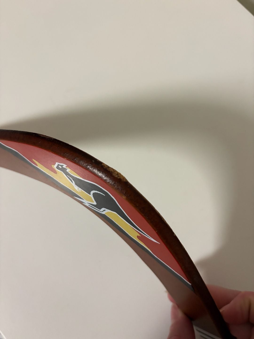 Australian Souvenir Hand Painted Wooden Boomerang Kangaroo 12 Inch Brown 4