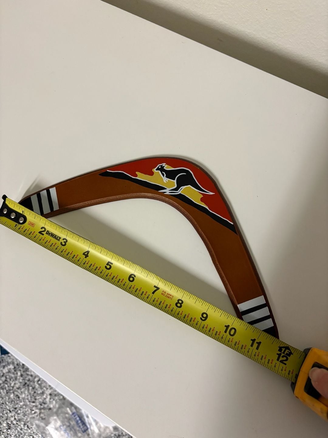 Australian Souvenir Hand Painted Wooden Boomerang Kangaroo 12 Inch Brown 6