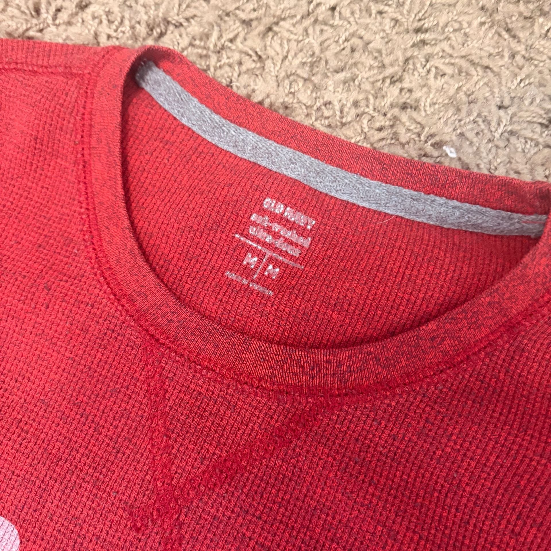Old Navy California Thermal Shirt Size M Red Graphic Waffle Knit Long Sleeve 4