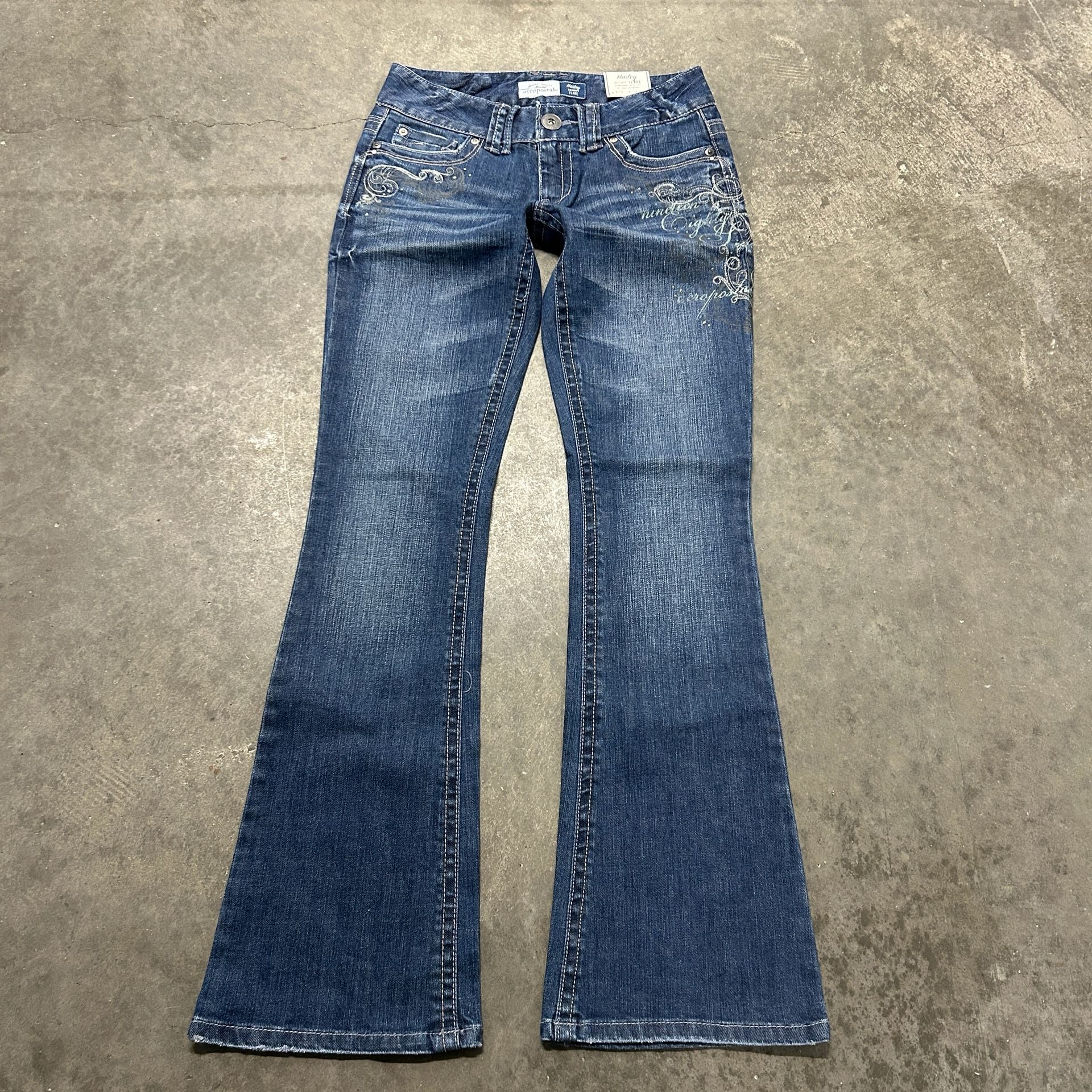Aeropostale Hailey Flare Jeans Blue Embroidered Y2K Denim 2