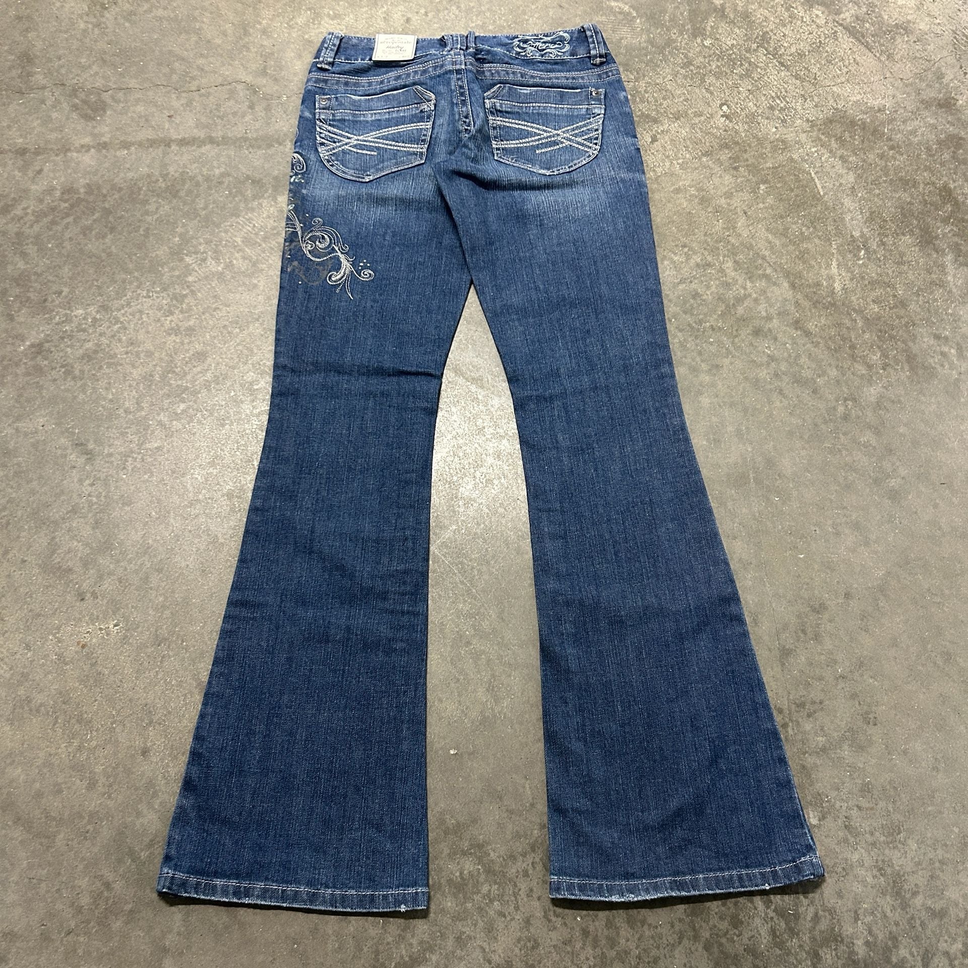 Aeropostale Hailey Flare Jeans Blue Embroidered Y2K Denim 3