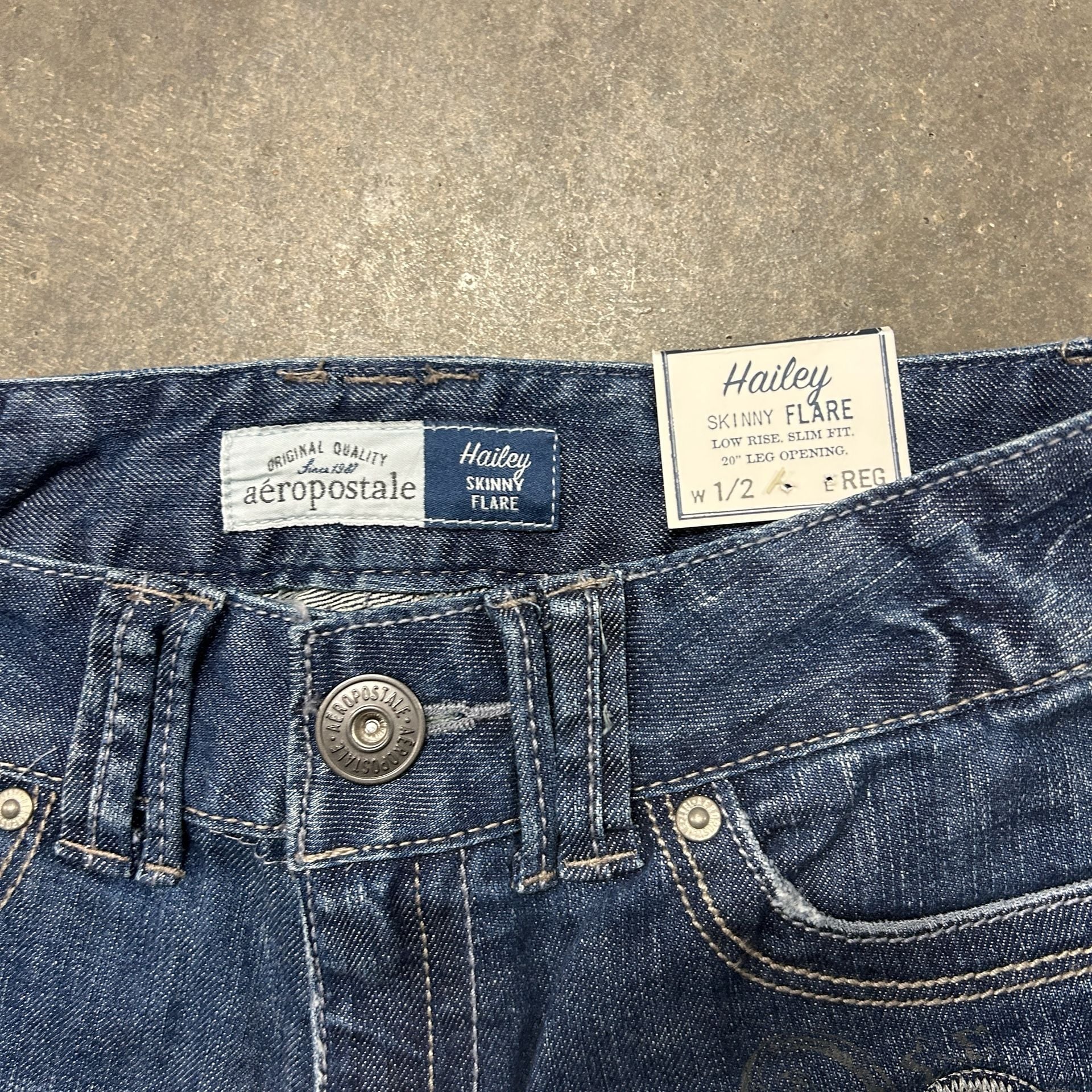 Aeropostale Hailey Flare Jeans Blue Embroidered Y2K Denim 5
