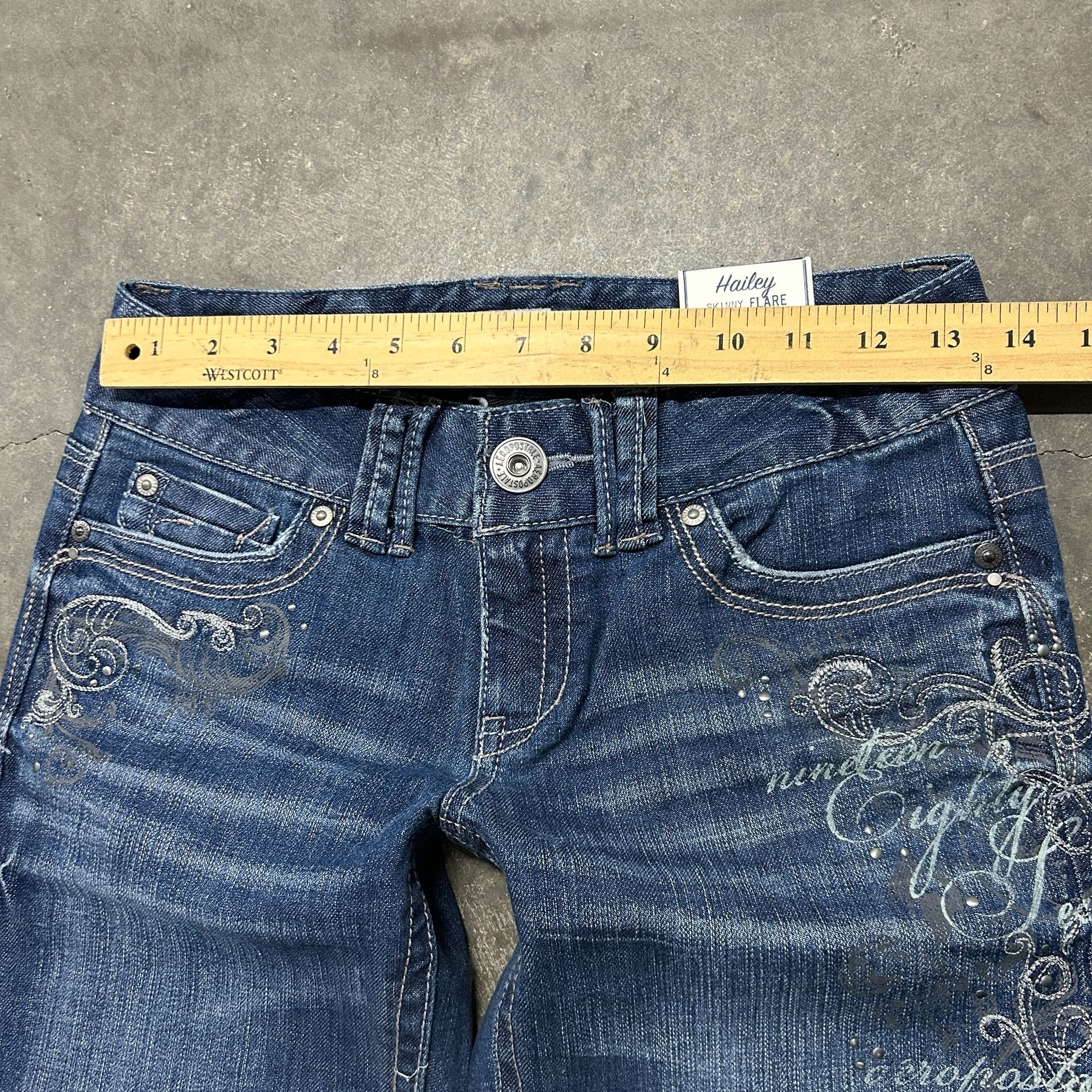 Aeropostale Hailey Flare Jeans Blue Embroidered Y2K Denim 7