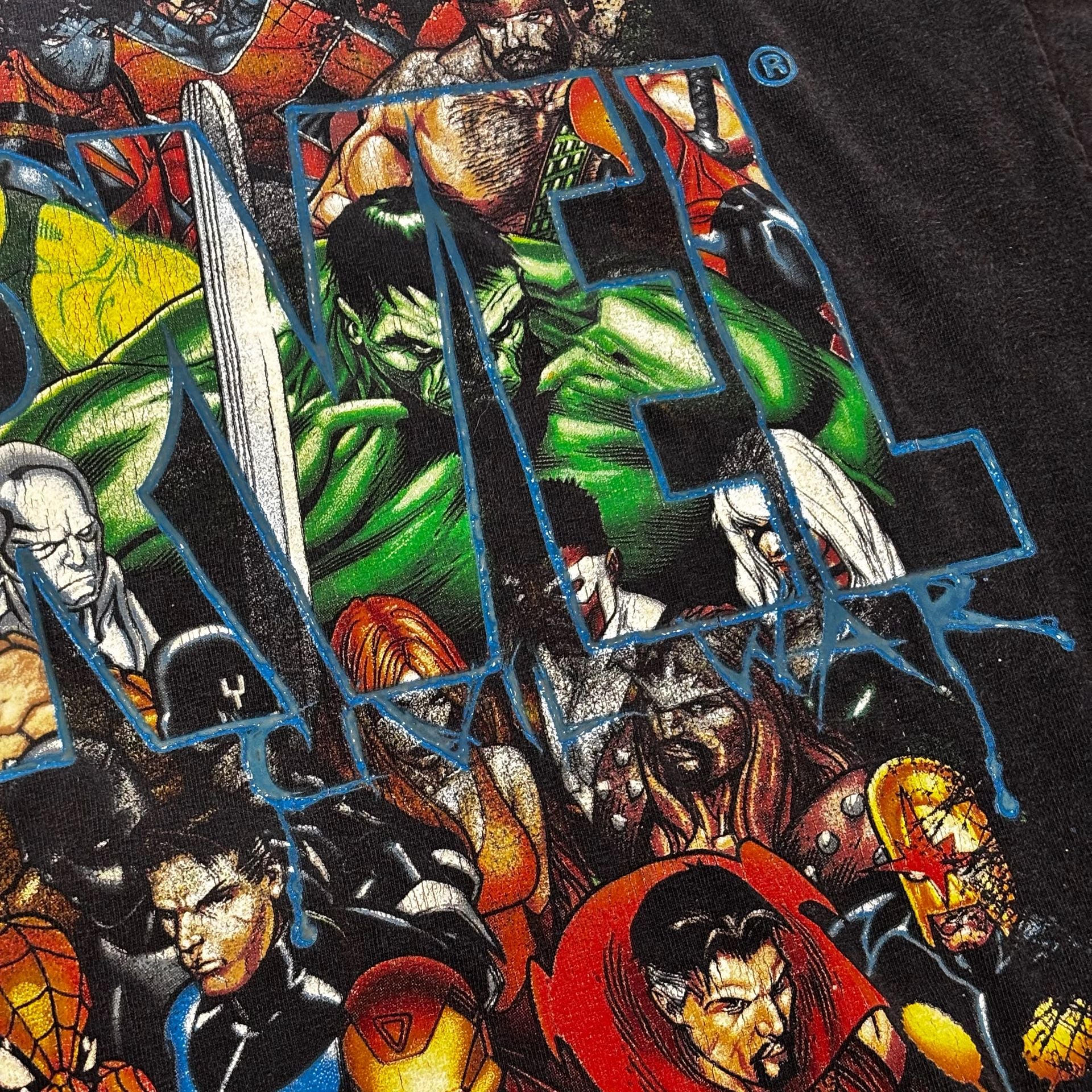 Vintage Y2K Mad Engine Marvel Civil War T-Shirt Size XL Black Graphic Tee 8