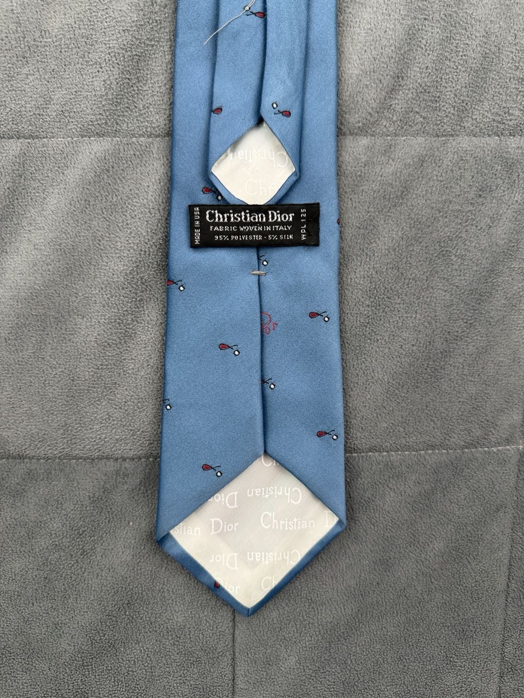 Christian Dior Blue Golf Club Silk Blend Neck Tie Made in USA 3