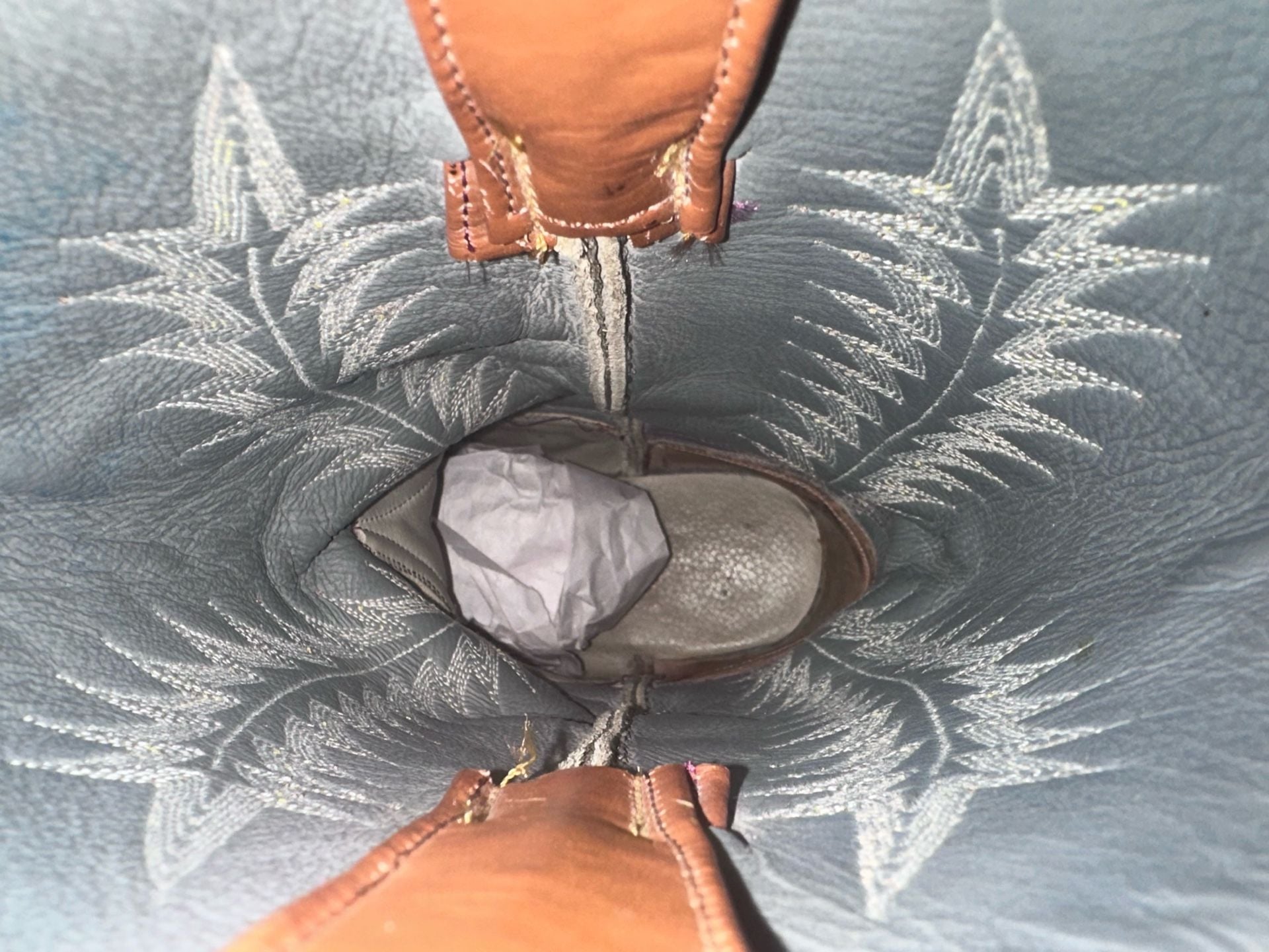 No.100 Vintage Exotic Eelskin Leather Western Cowboy Boots Brown 7