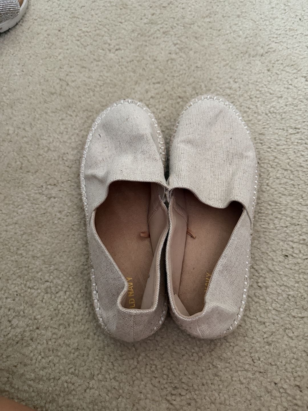 Old Navy Canvas Espadrille Flats Size 10 Natural Linen 3