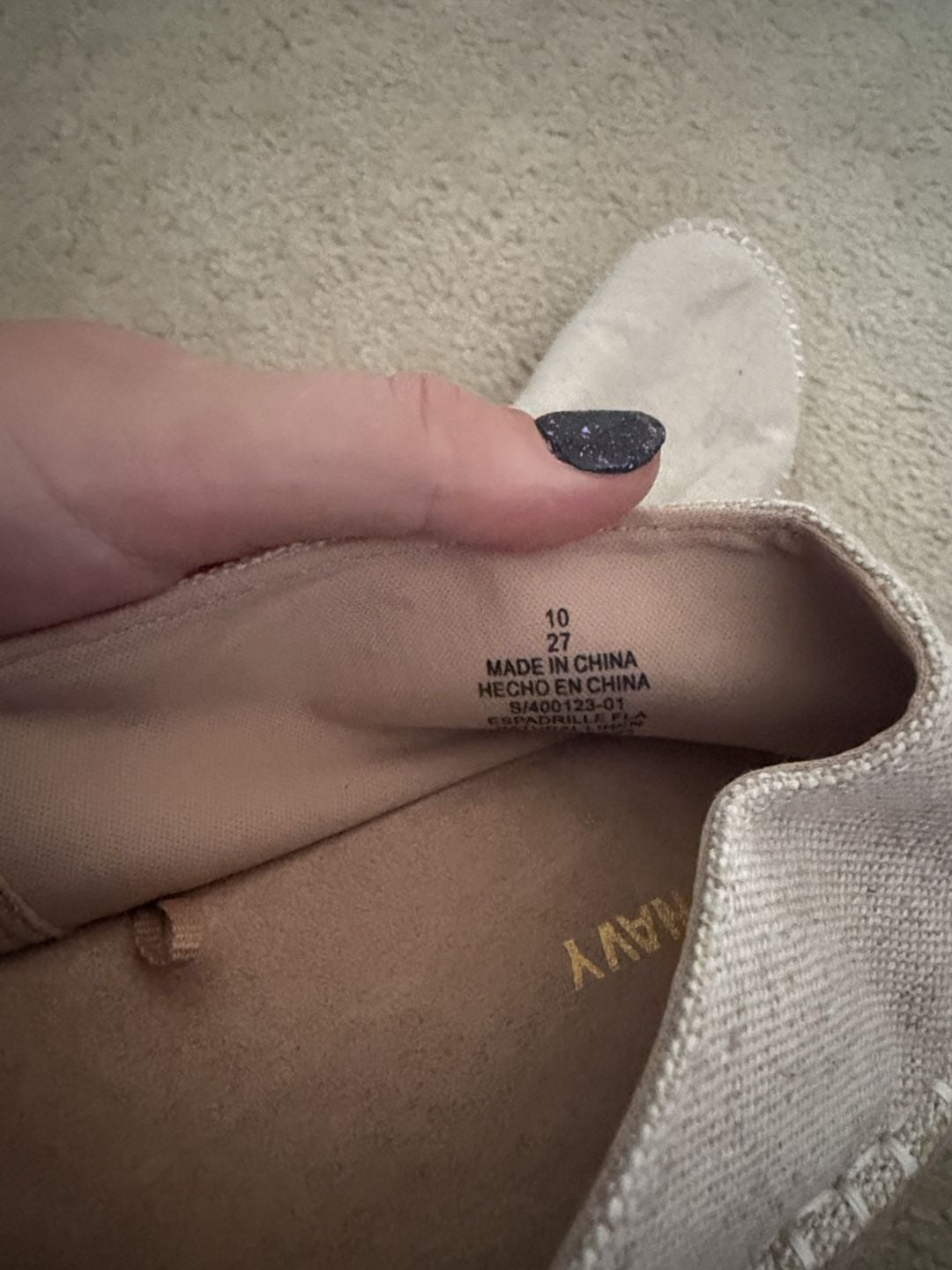 Old Navy Canvas Espadrille Flats Size 10 Natural Linen 5