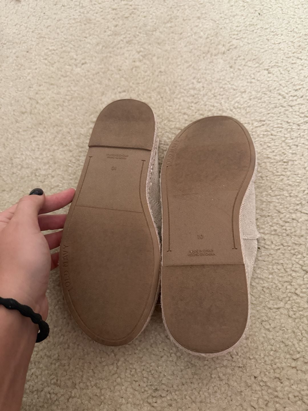 Old Navy Canvas Espadrille Flats Size 10 Natural Linen 6