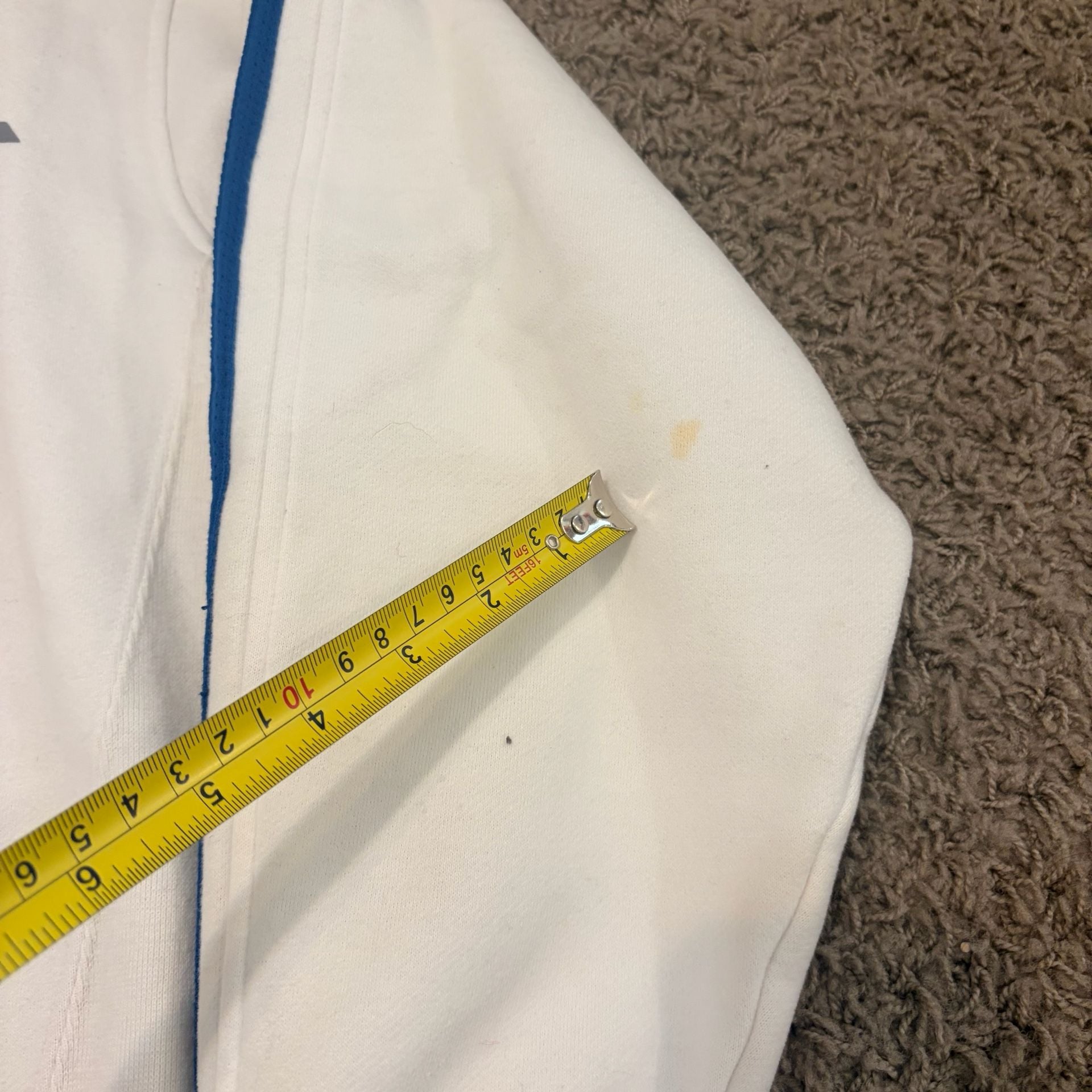 Starter Half Zip Pullover Sweatshirt Size M White Blue Piping 7