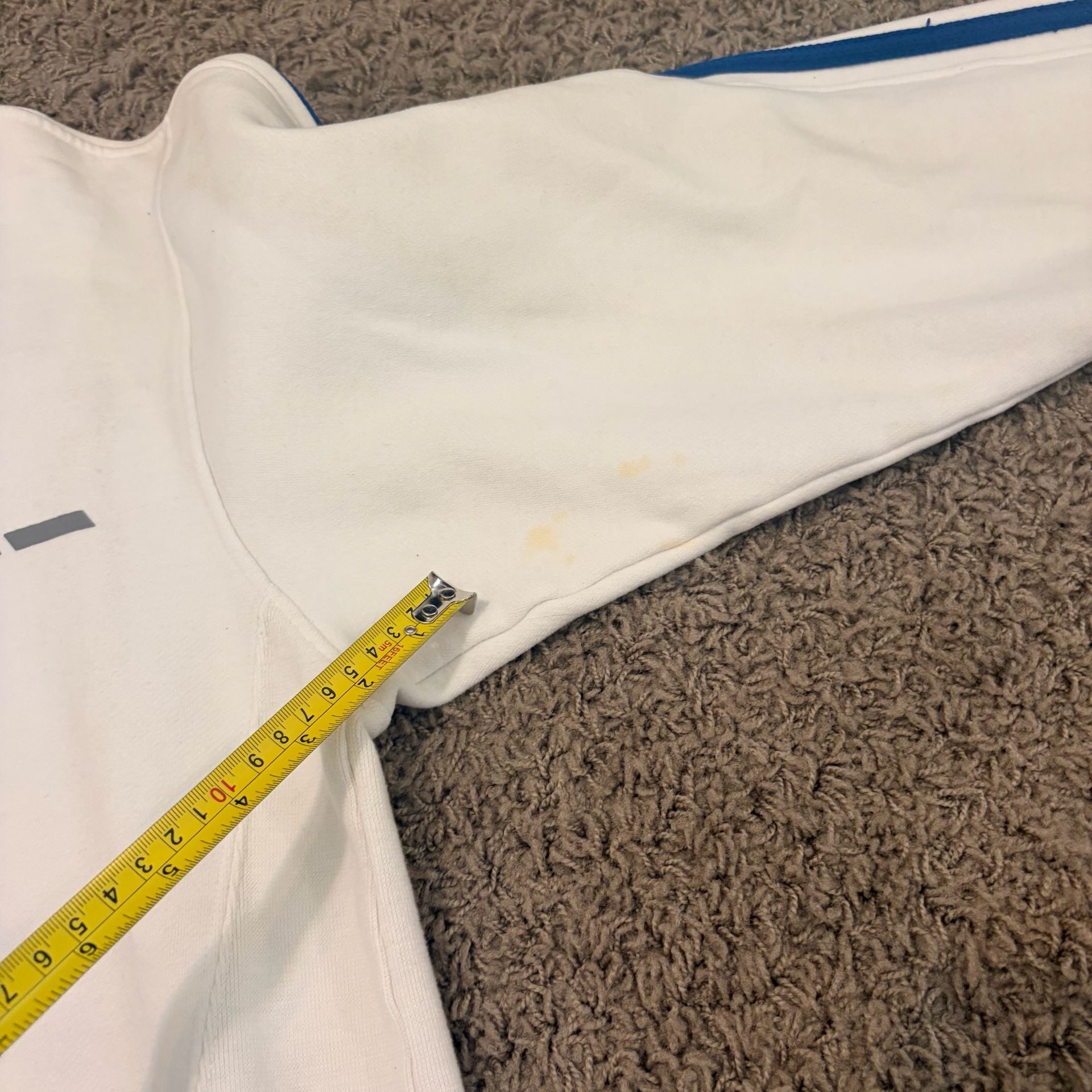 Starter Half Zip Pullover Sweatshirt Size M White Blue Piping 8