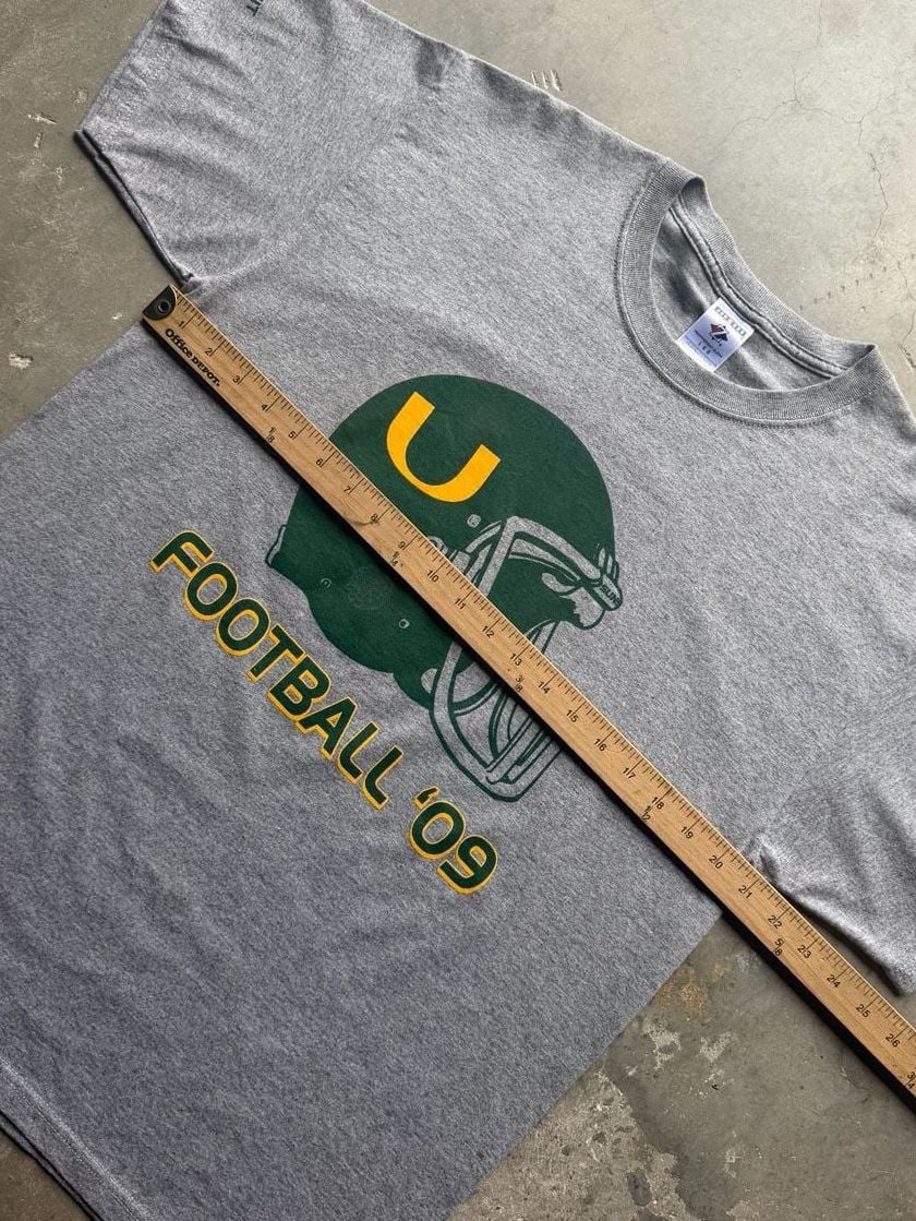 Jerzees University of Miami Football 09 Double Sided Graphic T-Shirt Size Mens L 6