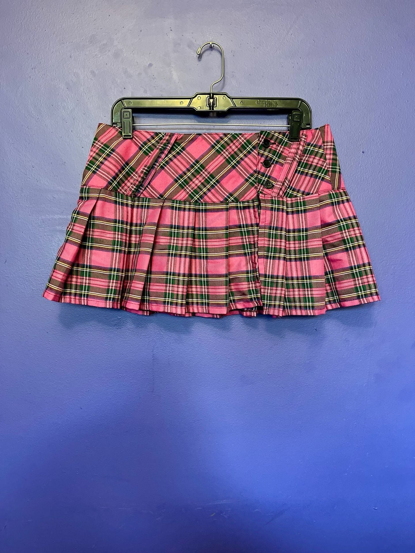 Tripp NYC Pleated Mini Skirt Size S Pink Plaid Y2K Schoolgirl 2