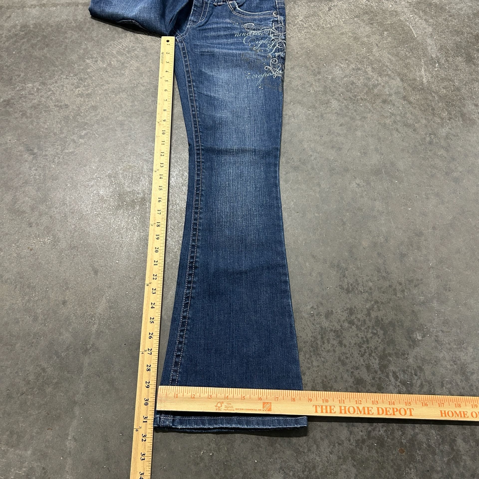 Aeropostale Hailey Flare Jeans Blue Embroidered Y2K Denim 8