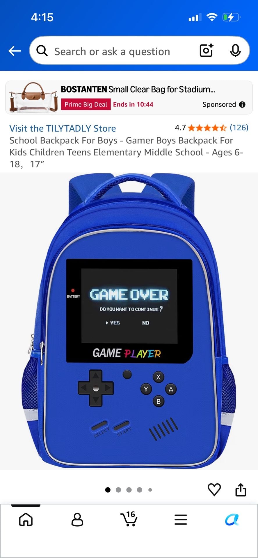 Tilytadly Gamer Boy Game Player School Backpack 17 Inch Blue 2