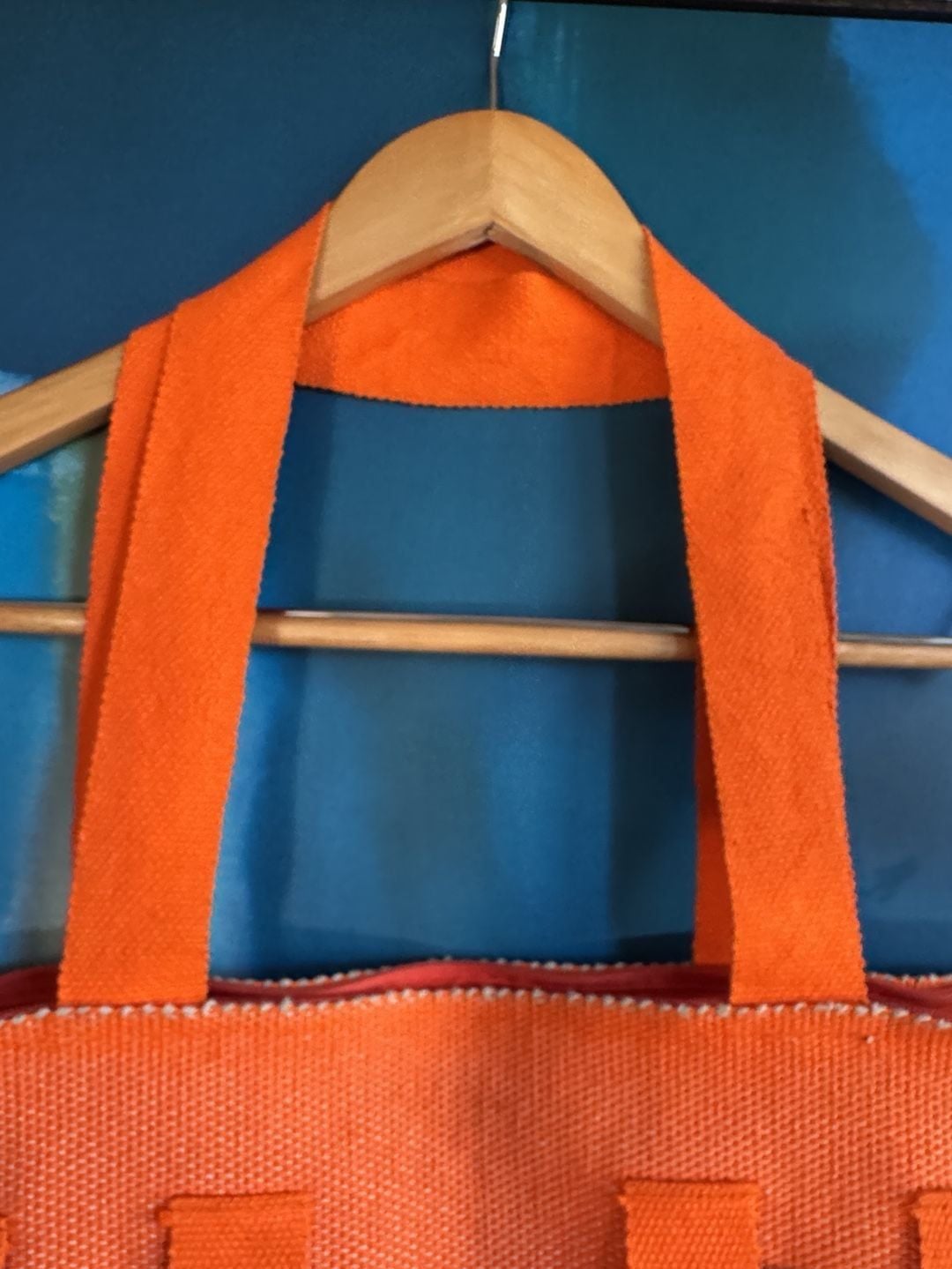 Handmade Woven Tote Bag Orange Handbag Mexican Artisan 5