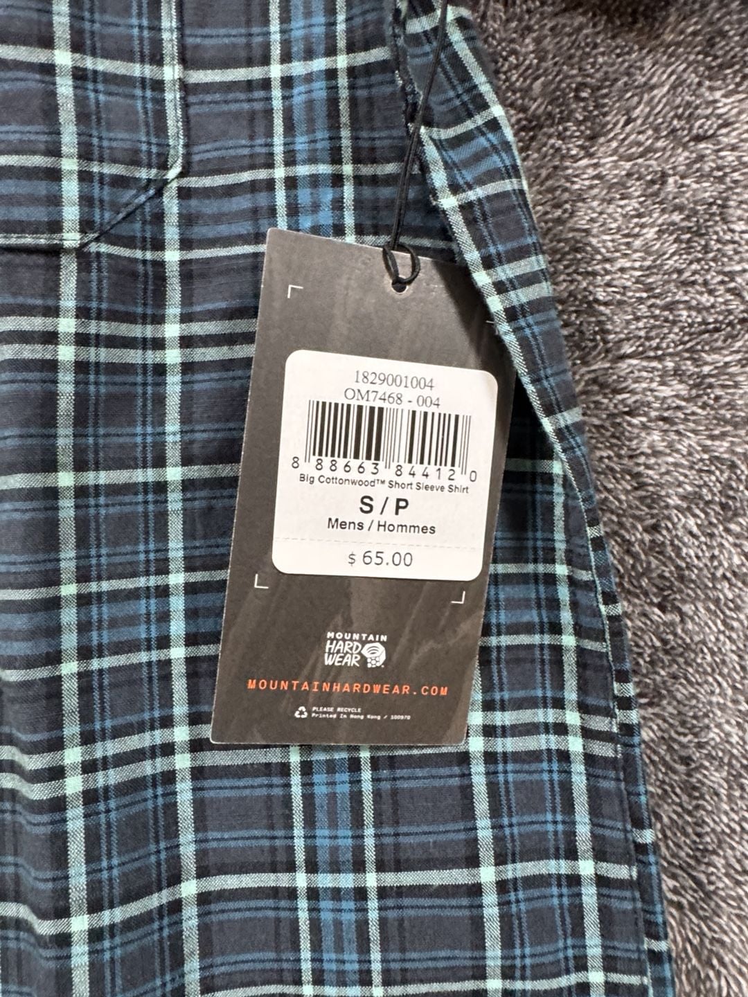 New Mens Mountain Hardwear Big Cottonwood Short Sleeve Shirt Size S Plaid 6