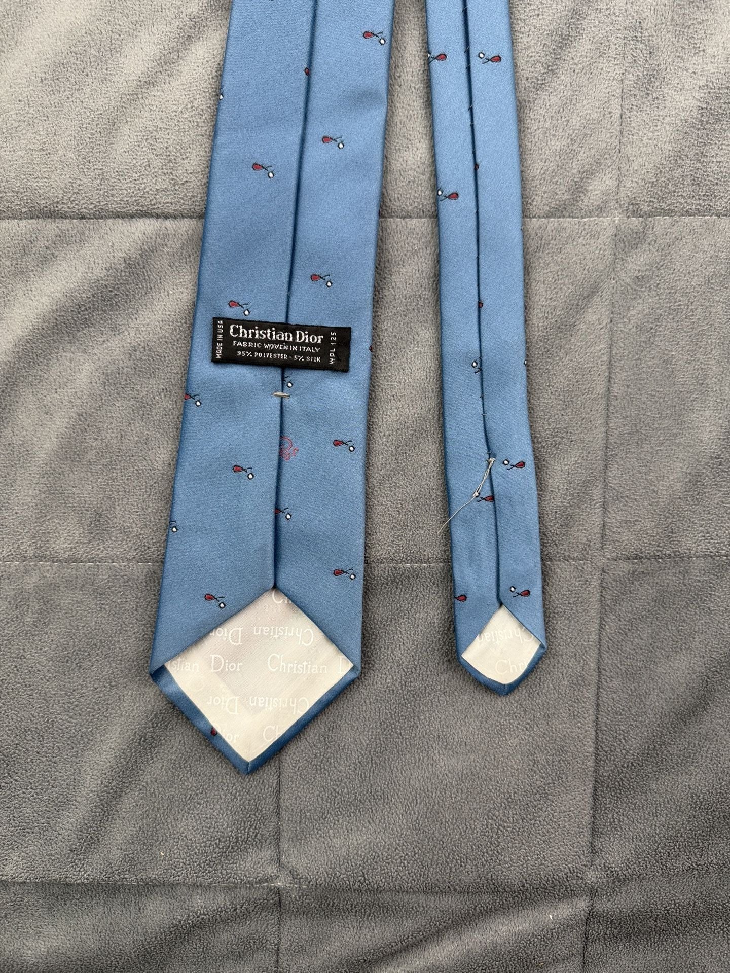 Christian Dior Blue Golf Club Silk Blend Neck Tie Made in USA 1