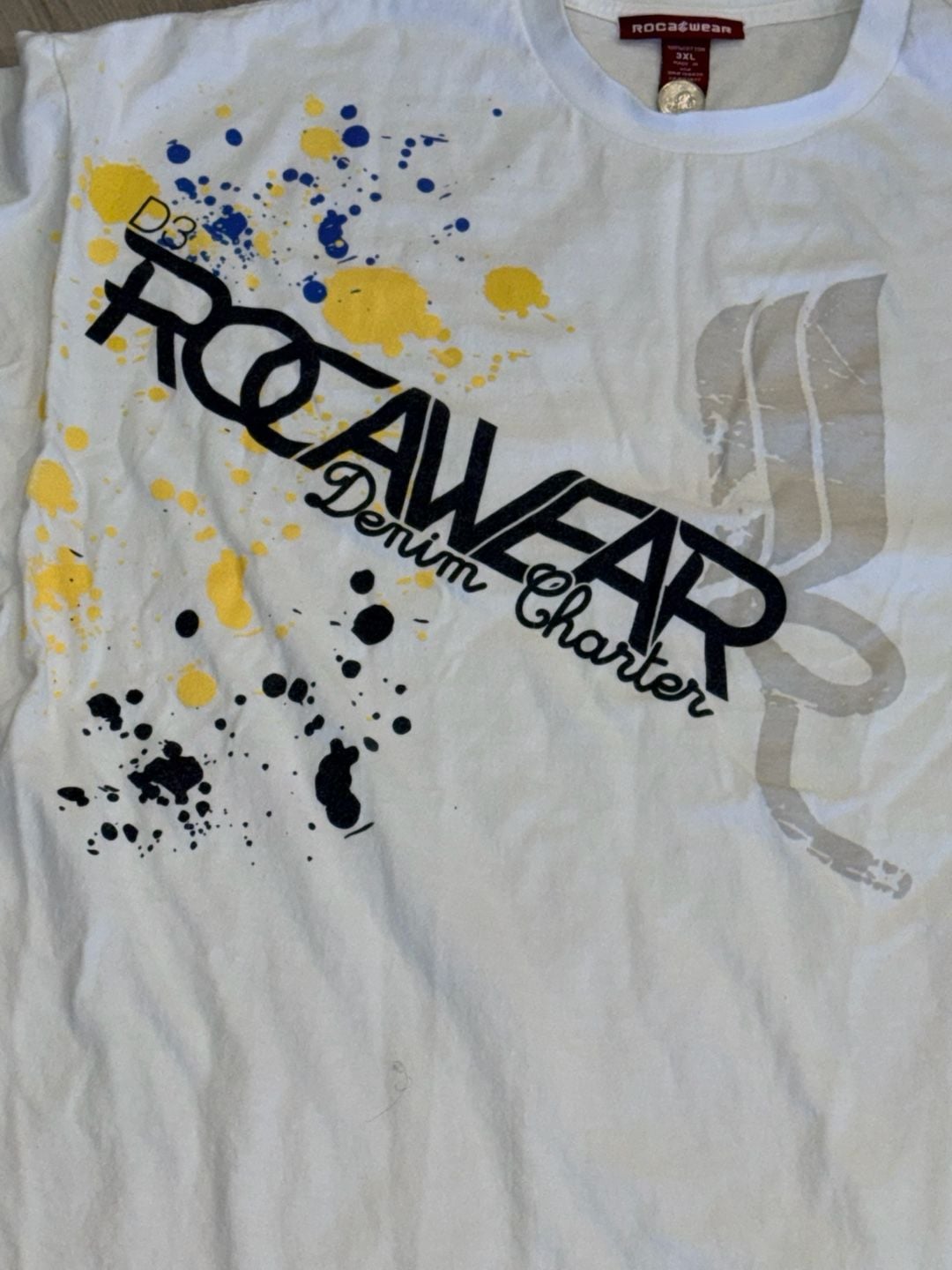 Rocawear Graphic Print Made In USA T-Shirt Size 3XL White Cotton Item 0504 4