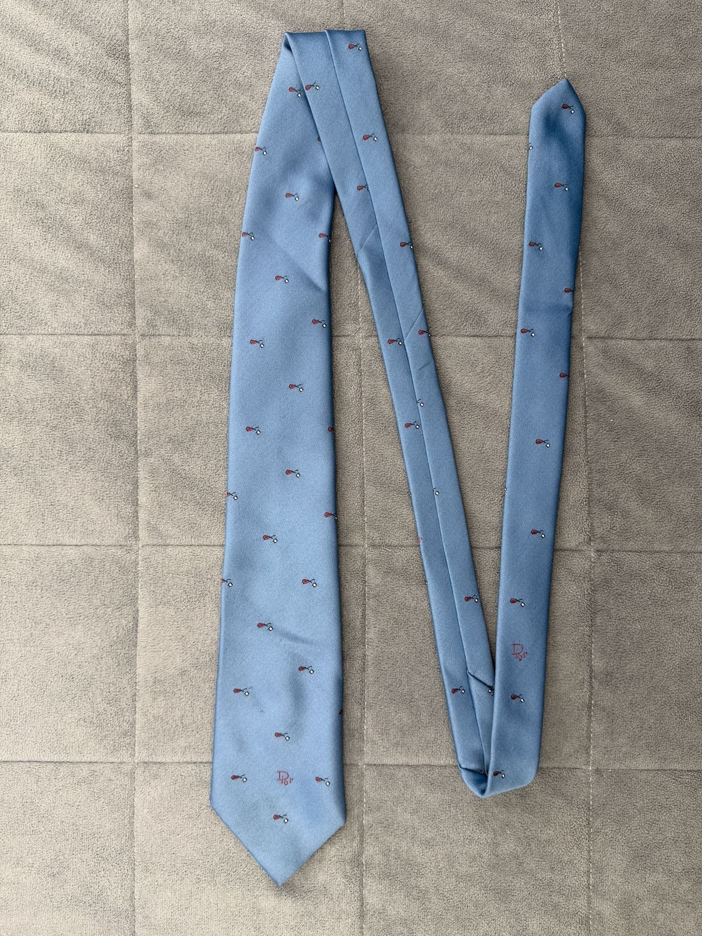 Christian Dior Blue Golf Club Silk Blend Neck Tie Made in USA 2