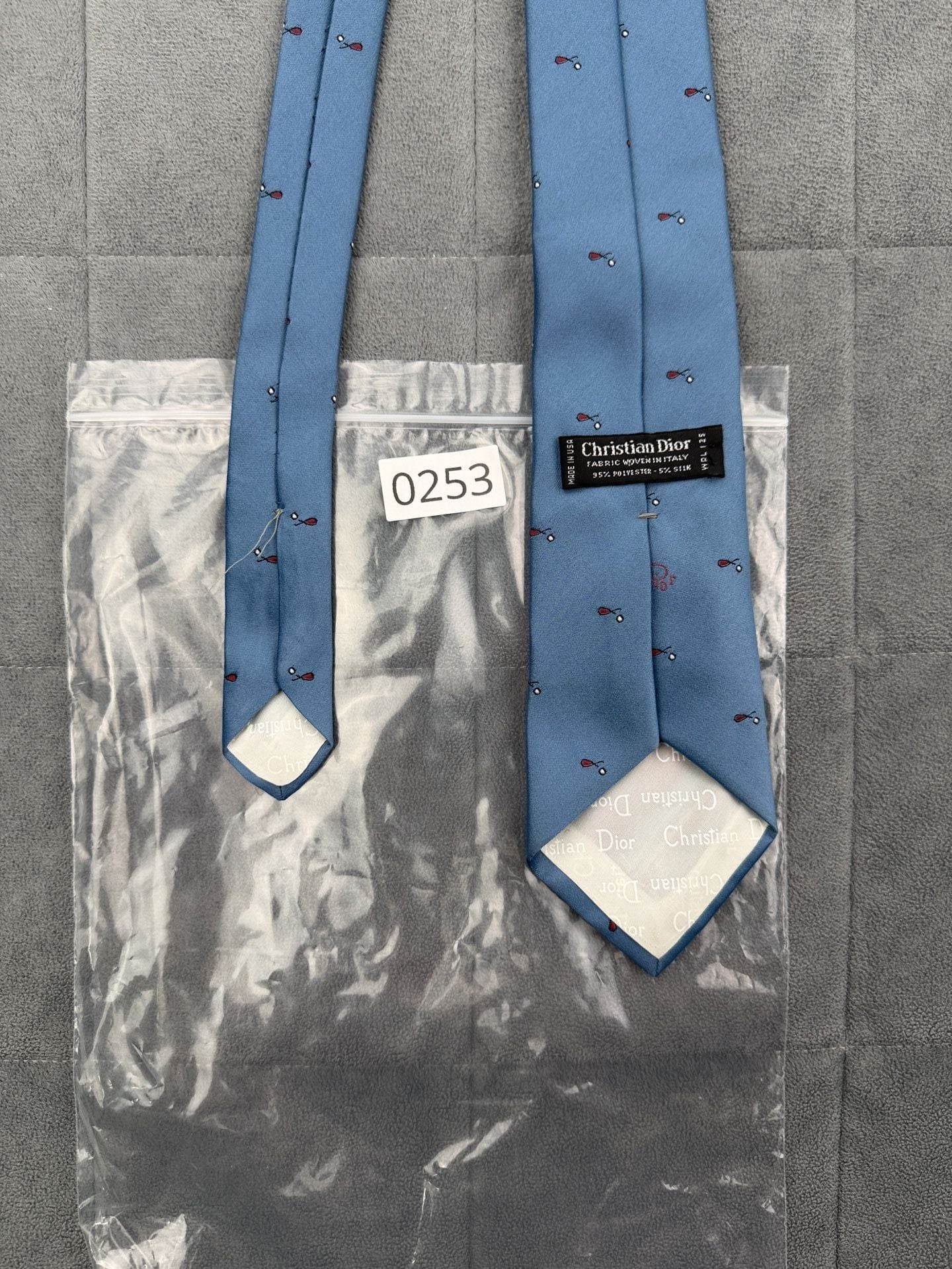 Christian Dior Blue Golf Club Silk Blend Neck Tie Made in USA 6