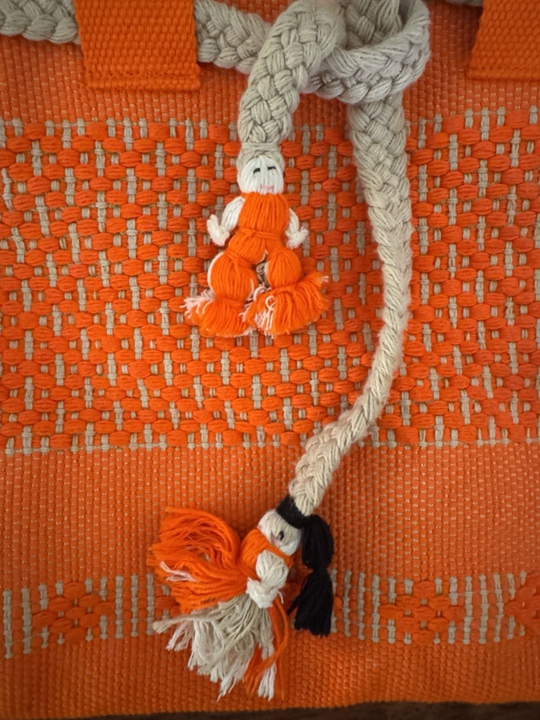 Handmade Woven Tote Bag Orange Handbag Mexican Artisan 10