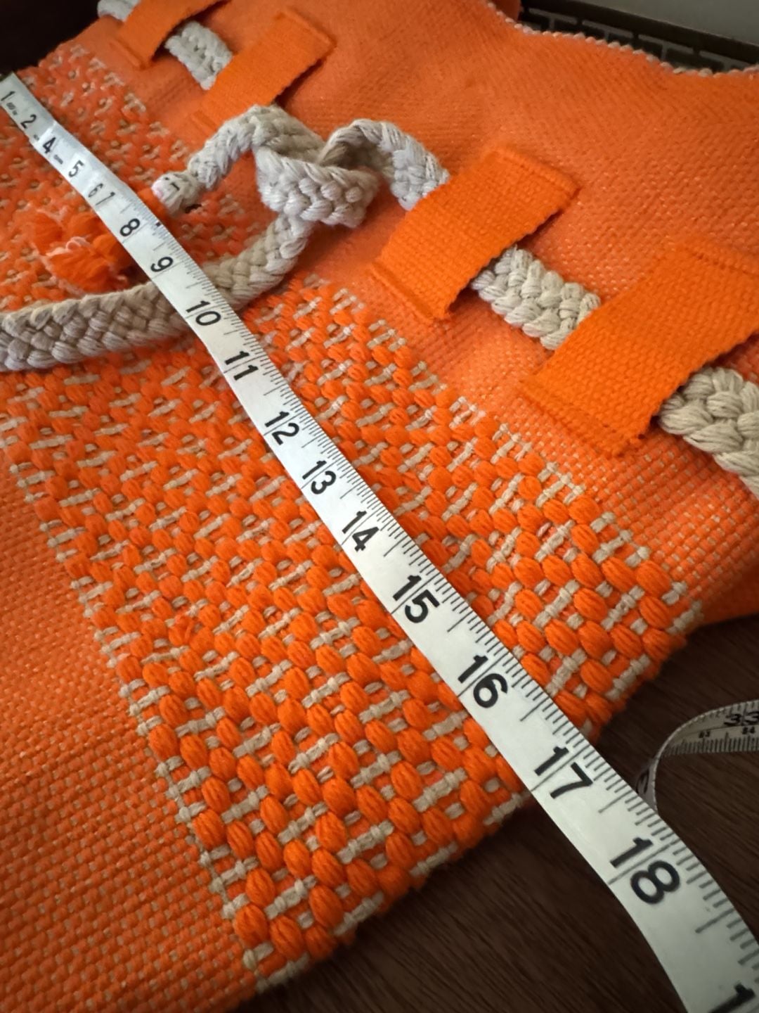 Handmade Woven Tote Bag Orange Handbag Mexican Artisan 11