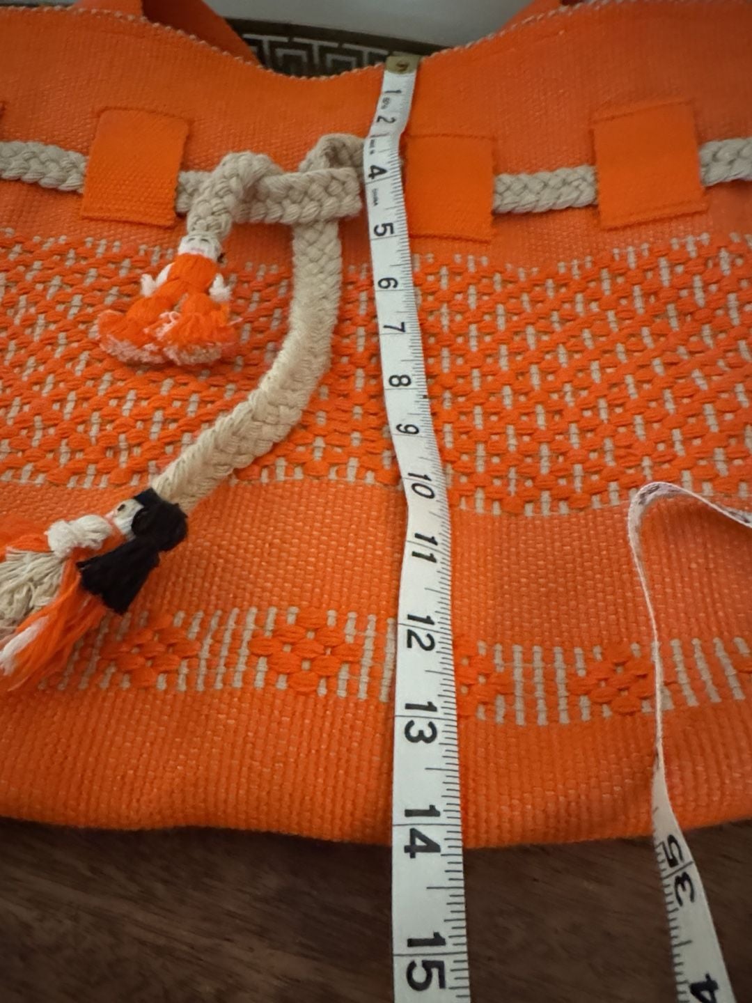 Handmade Woven Tote Bag Orange Handbag Mexican Artisan 12
