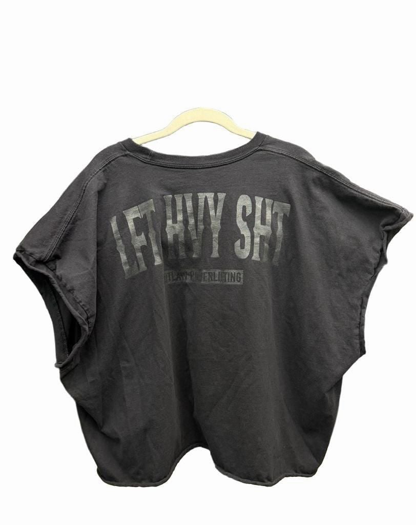 Short Cropped gym Iron Outlaws T-Shirt Size 2XL Black Distressed Lift Heavy 2