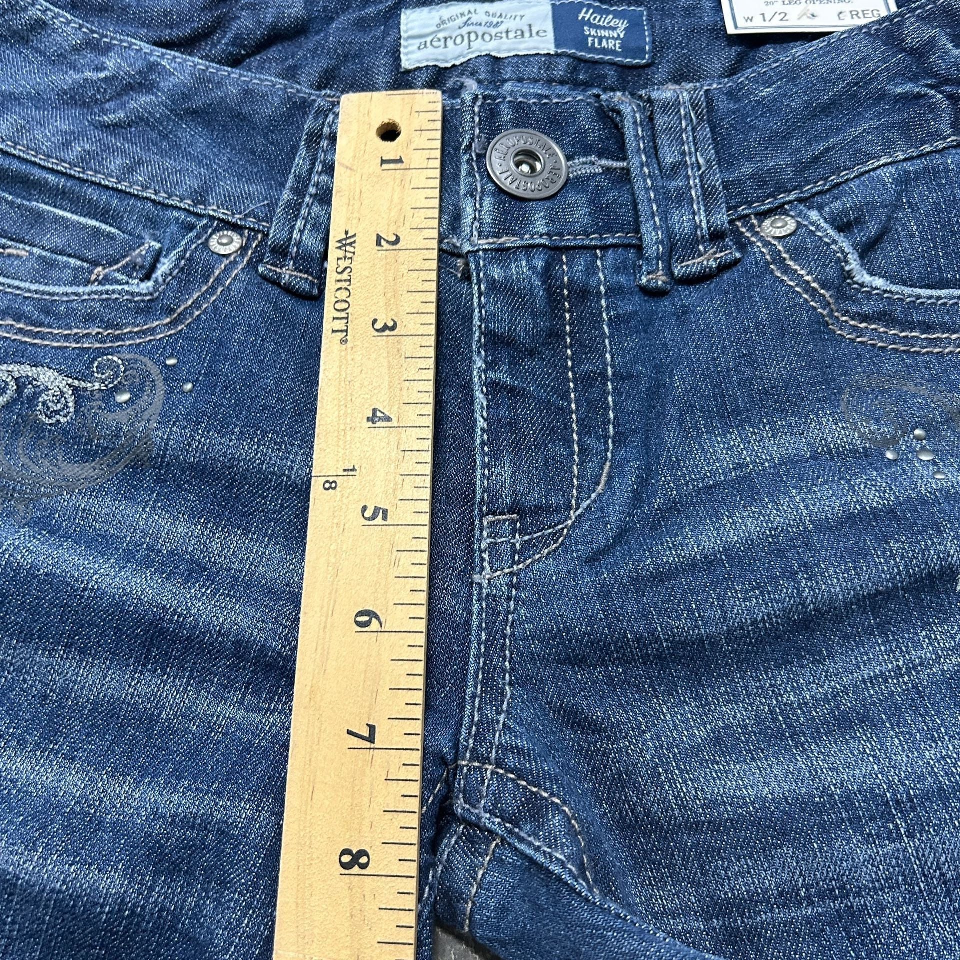 Aeropostale Hailey Flare Jeans Blue Embroidered Y2K Denim 9