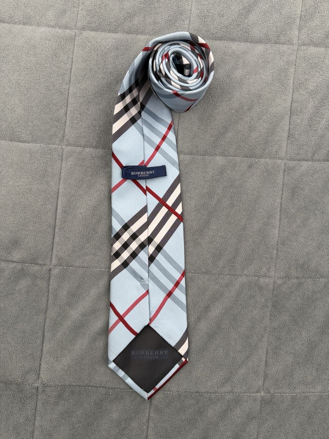 Burberry London Silk Plaid Tie Light Blue Check Italian 4