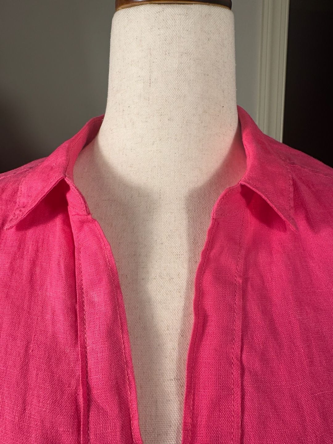 J. Crew Popover Linen Short Sleeve Shirt Size XS Pink h1596 3
