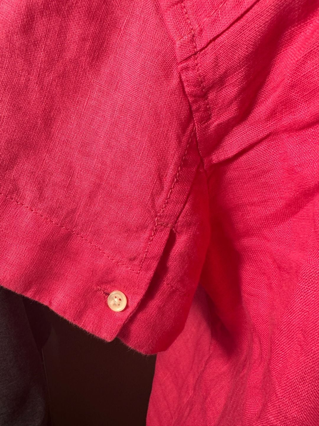 J. Crew Popover Linen Short Sleeve Shirt Size XS Pink h1596 5