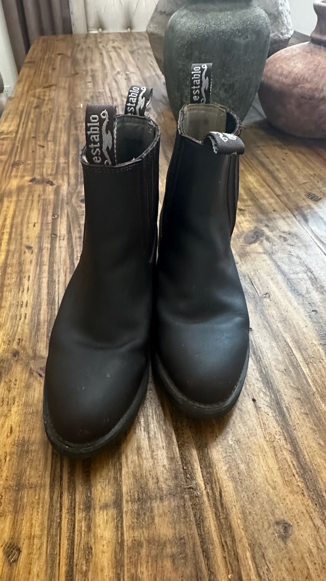 Establo Leather Chelsea Boots Size 8 Black 3