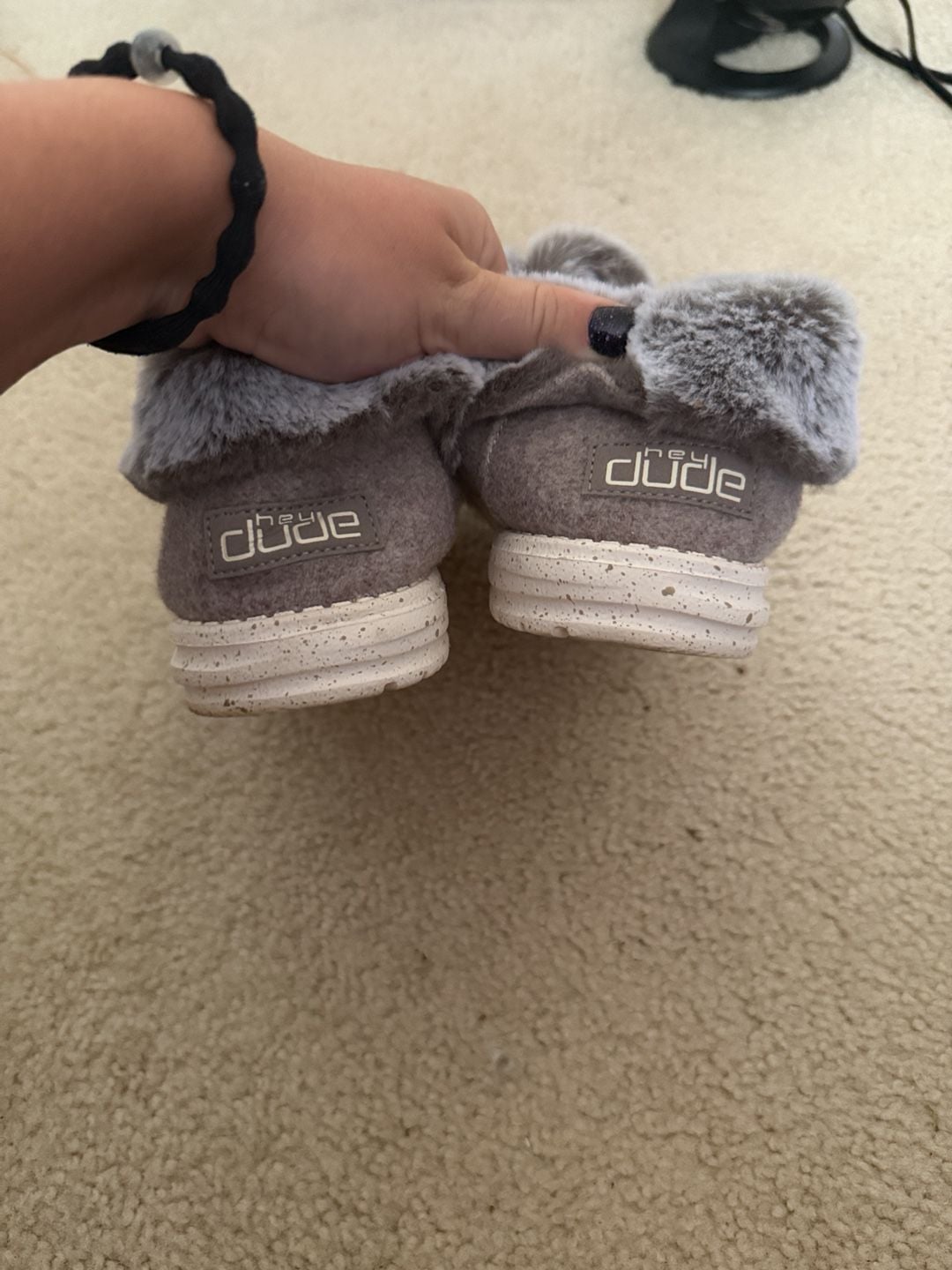Hey Dude Britt Faux Fur Slip On Booties Grey 3