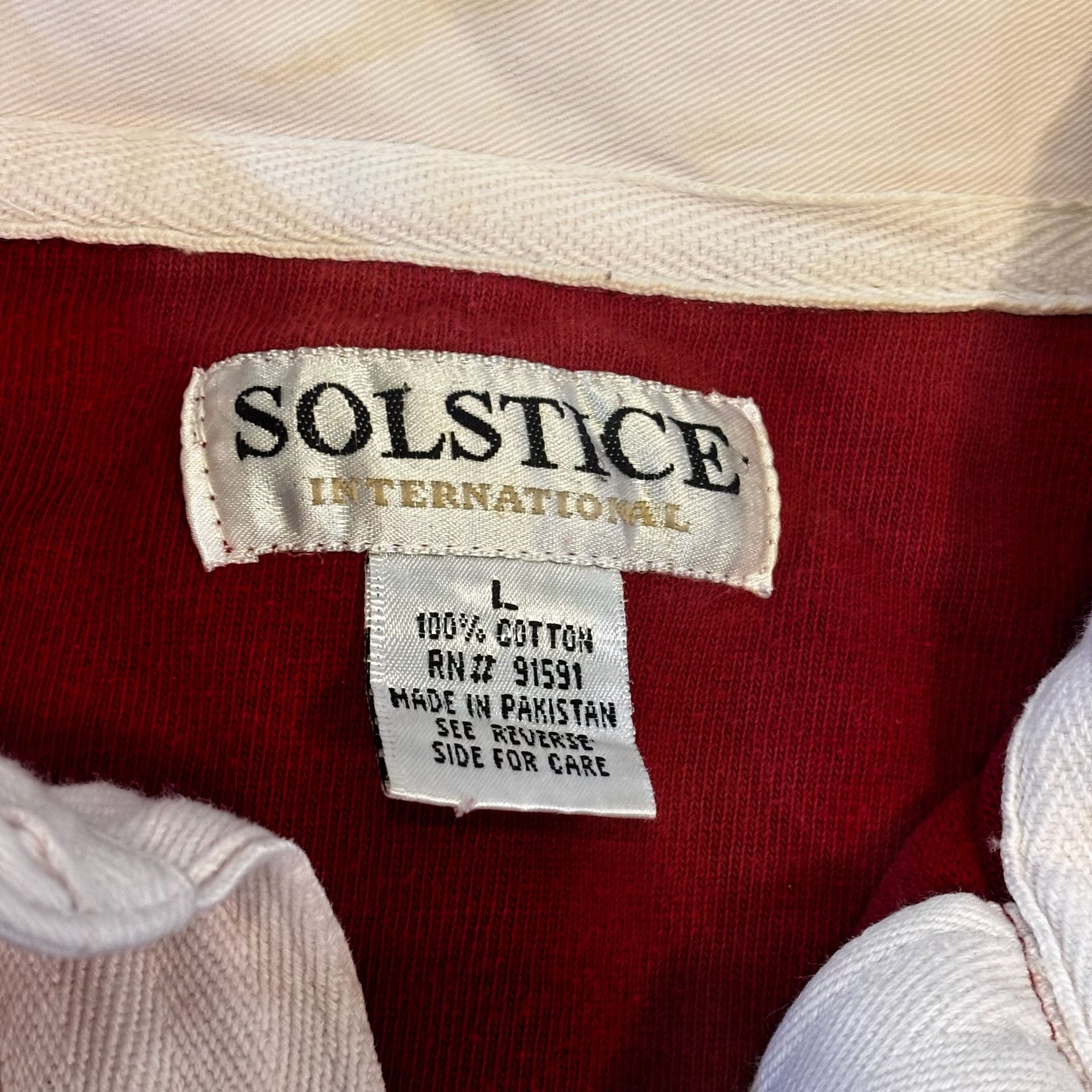 Vintage Solstice International Rugby Shirt Size L Red Long Sleeve Striped 4