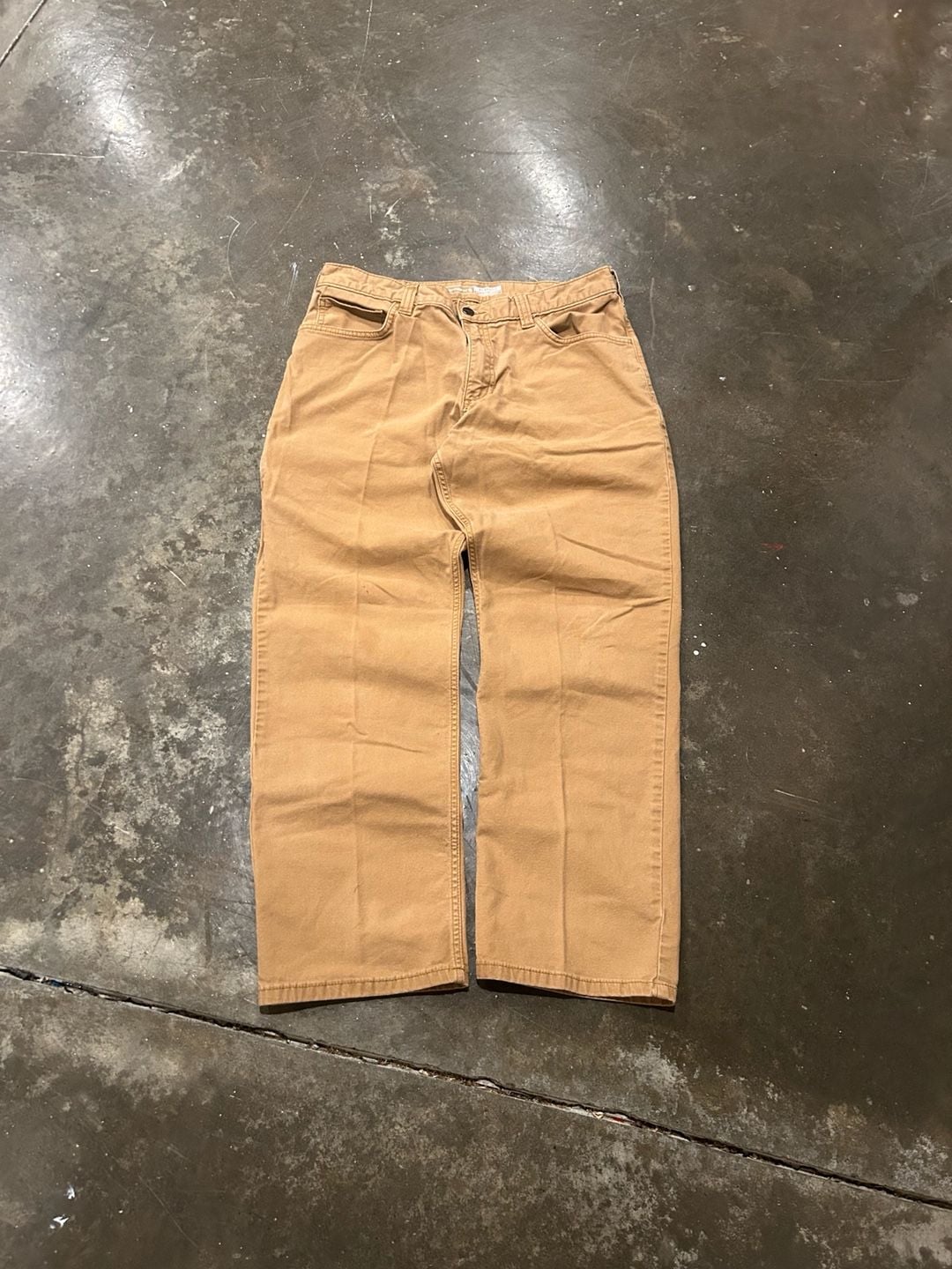 Carhartt Relaxed Fit Work Pants Size 34x30 Tan Duck Canvas Utility Dungaree 4
