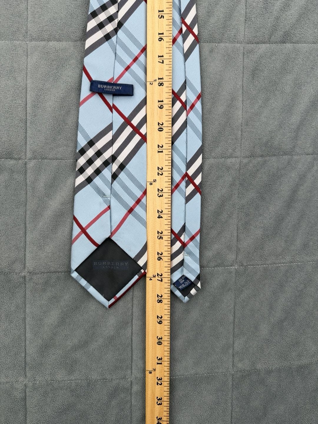 Burberry London Silk Plaid Tie Light Blue Check Italian 10