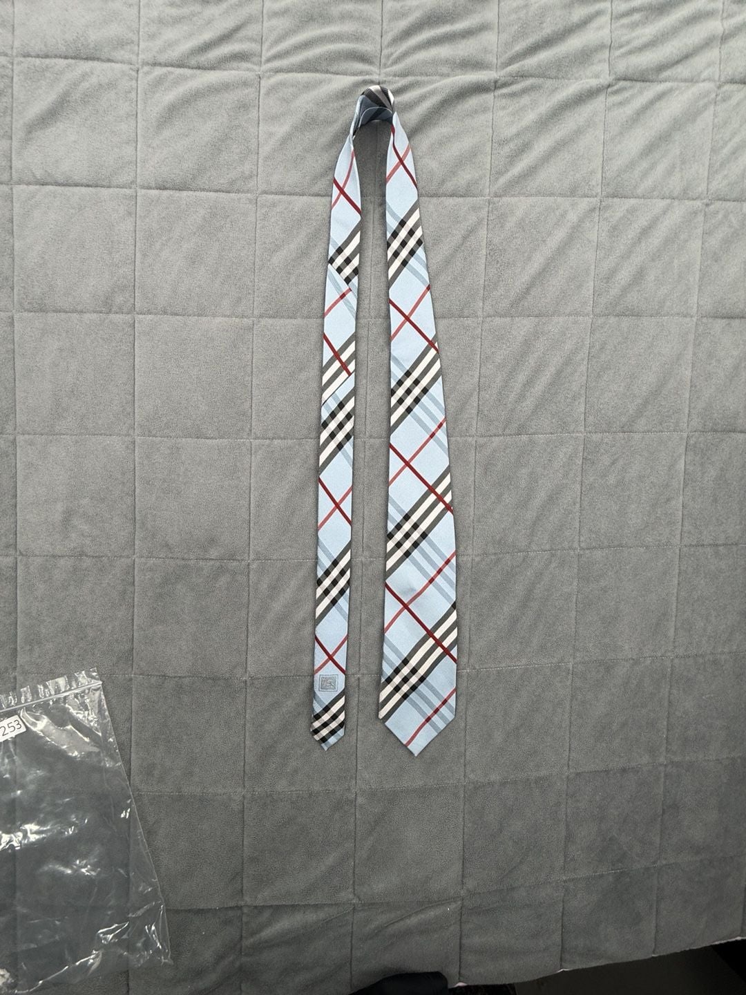 Burberry London Silk Plaid Tie Light Blue Check Italian 11