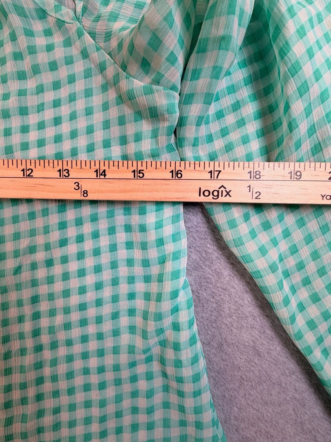 h.i.p. Gingham Button Down Shirt Size M Green White Long Sleeve 5
