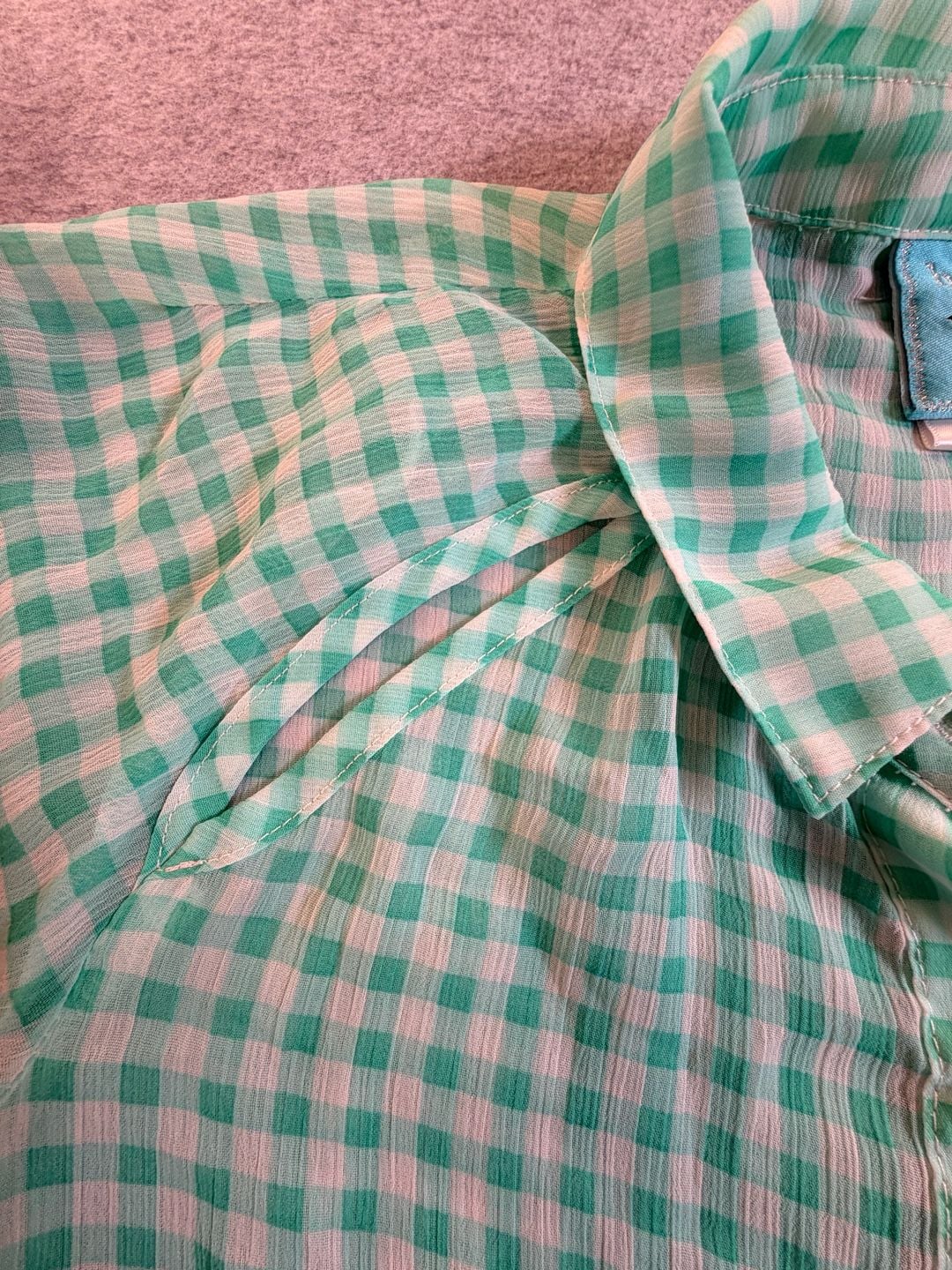 h.i.p. Gingham Button Down Shirt Size M Green White Long Sleeve 8