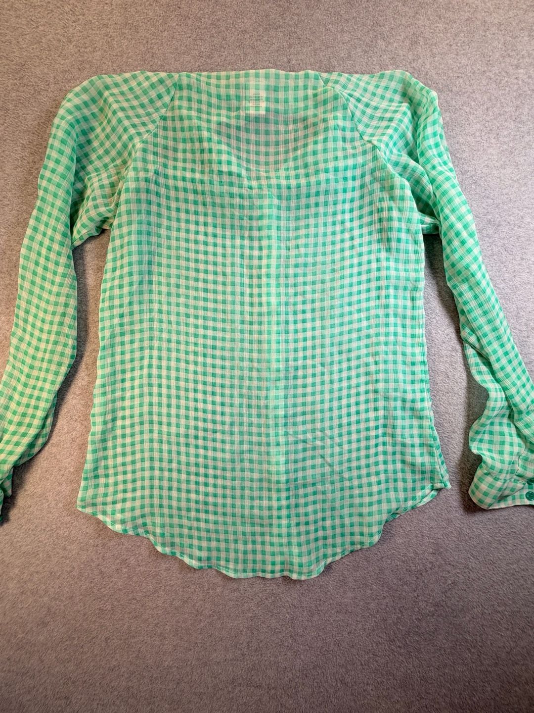 h.i.p. Gingham Button Down Shirt Size M Green White Long Sleeve 9