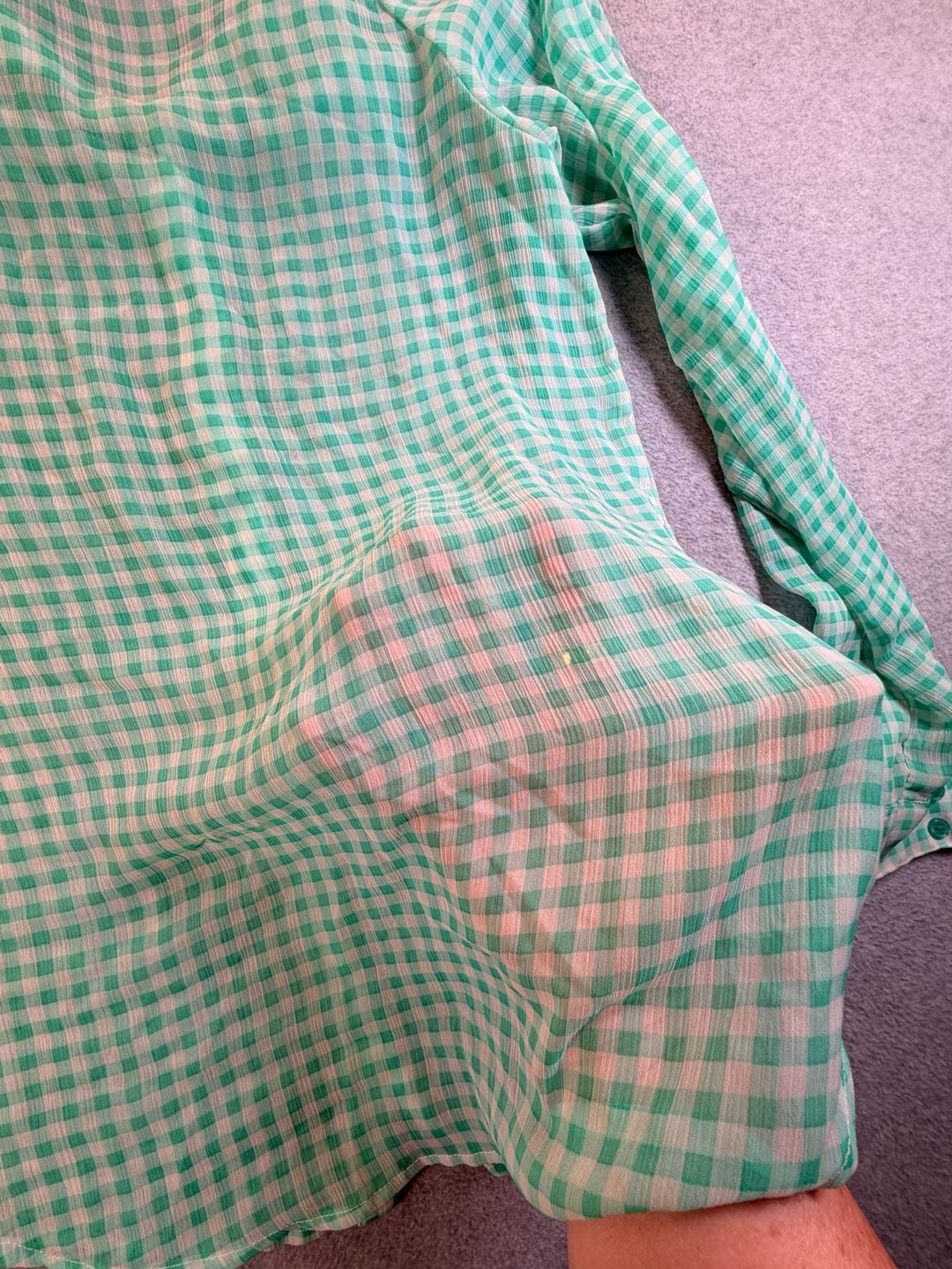 h.i.p. Gingham Button Down Shirt Size M Green White Long Sleeve 10