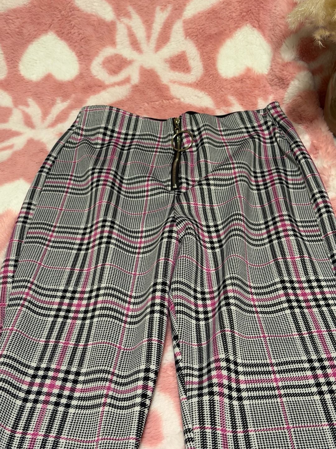 Plaid O-Ring Zip Front Pants 5