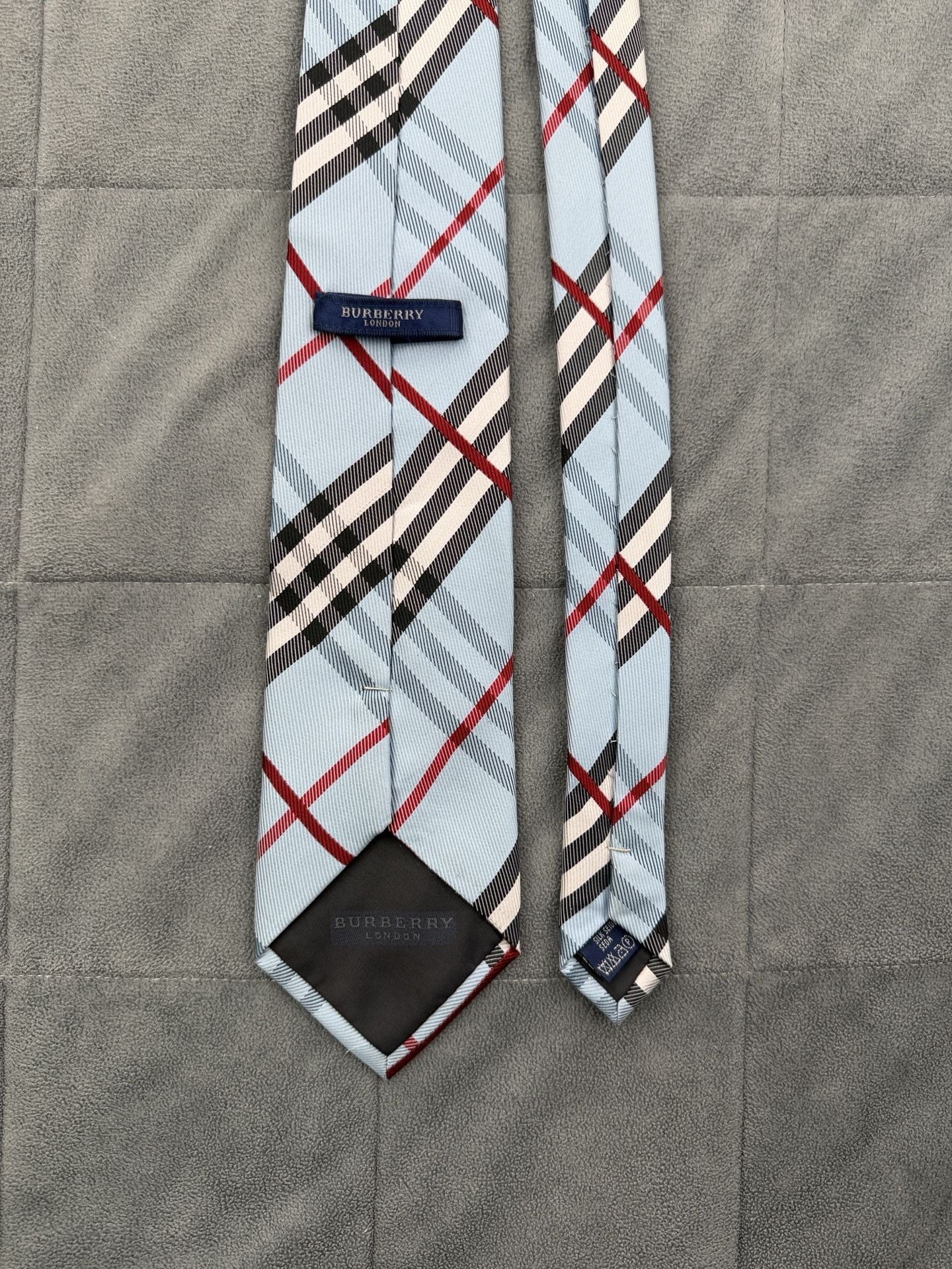 Burberry London Silk Plaid Tie Light Blue Check Italian 2