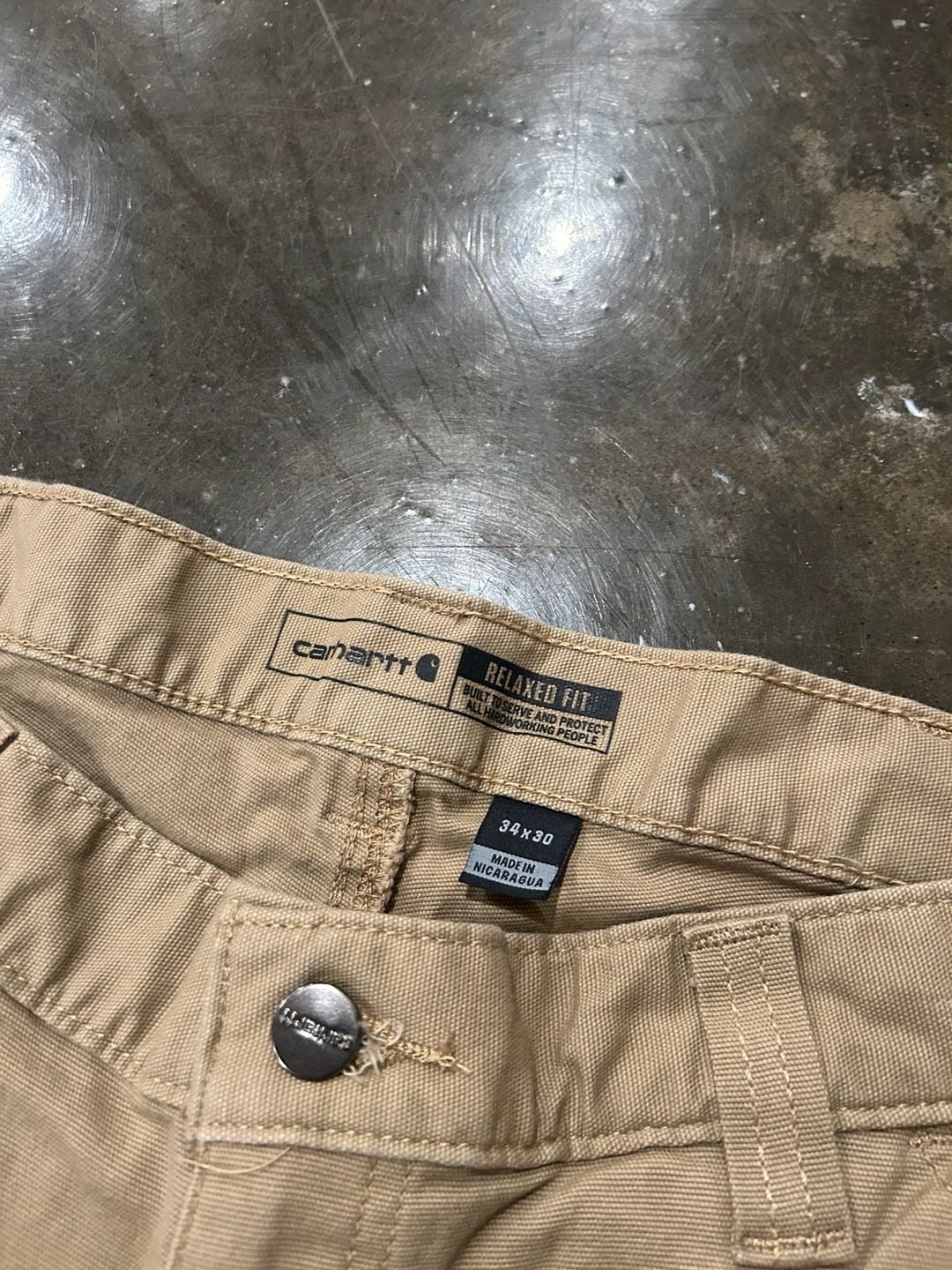 Carhartt Relaxed Fit Work Pants Size 34x30 Tan Canvas Carpenter Utility 5