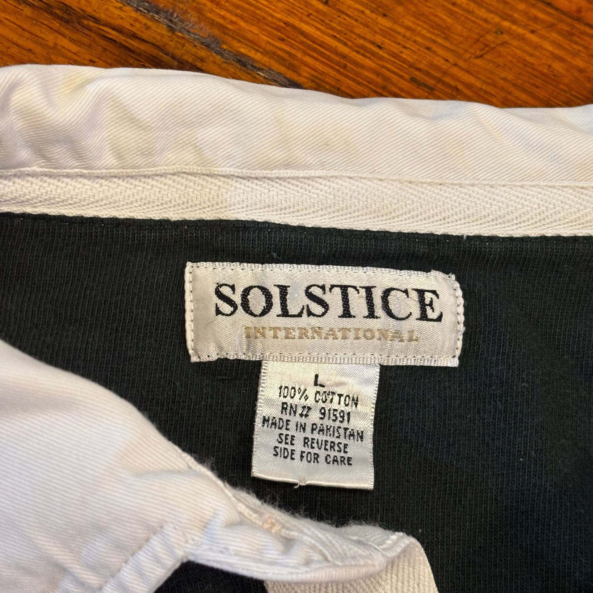 Vintage Solstice International Long Sleeve Rugby Shirt Size L Green 4